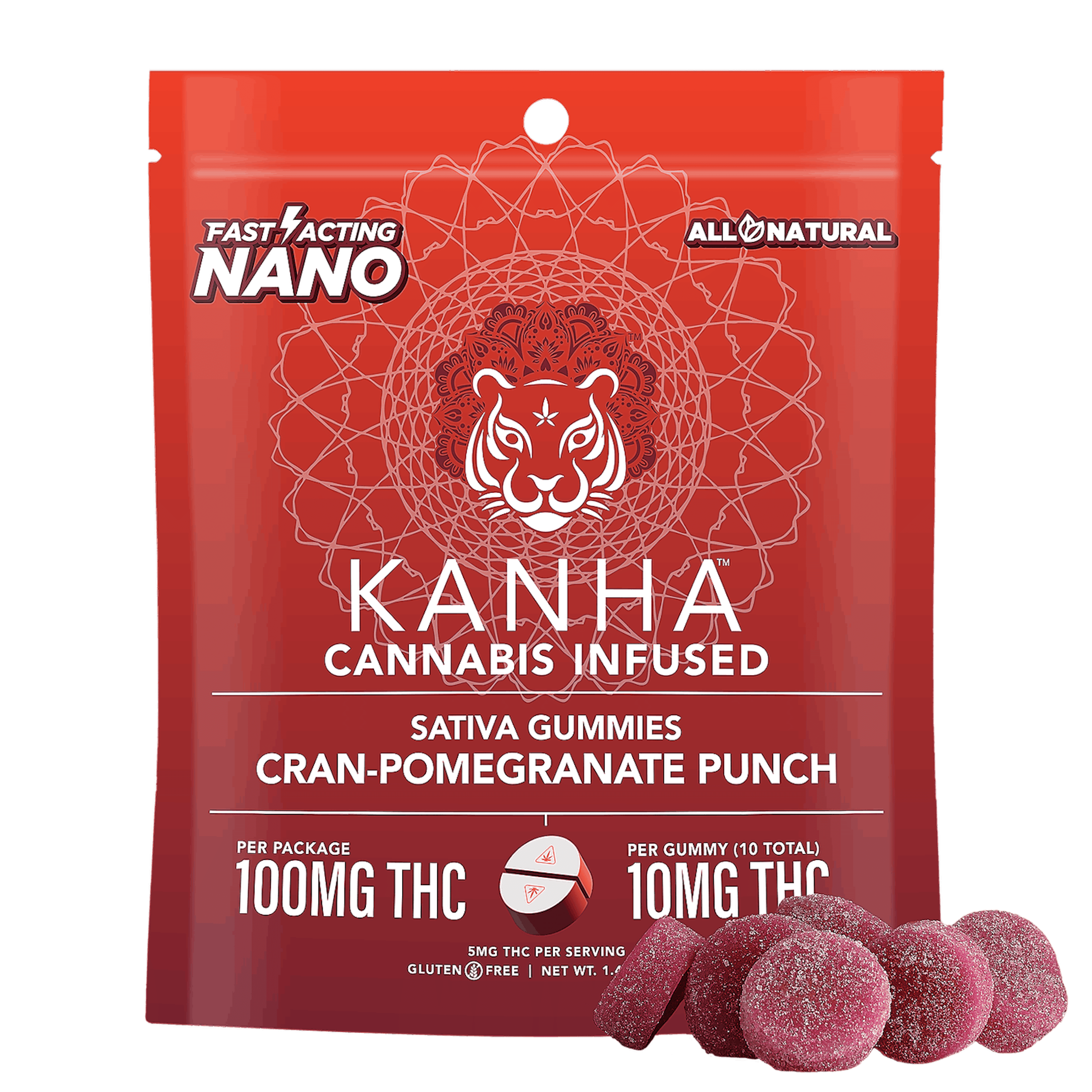 NANO Cran-Pomegranate Punch Gummies - Kanha - 20 Gummies - $22.99 - Edibles