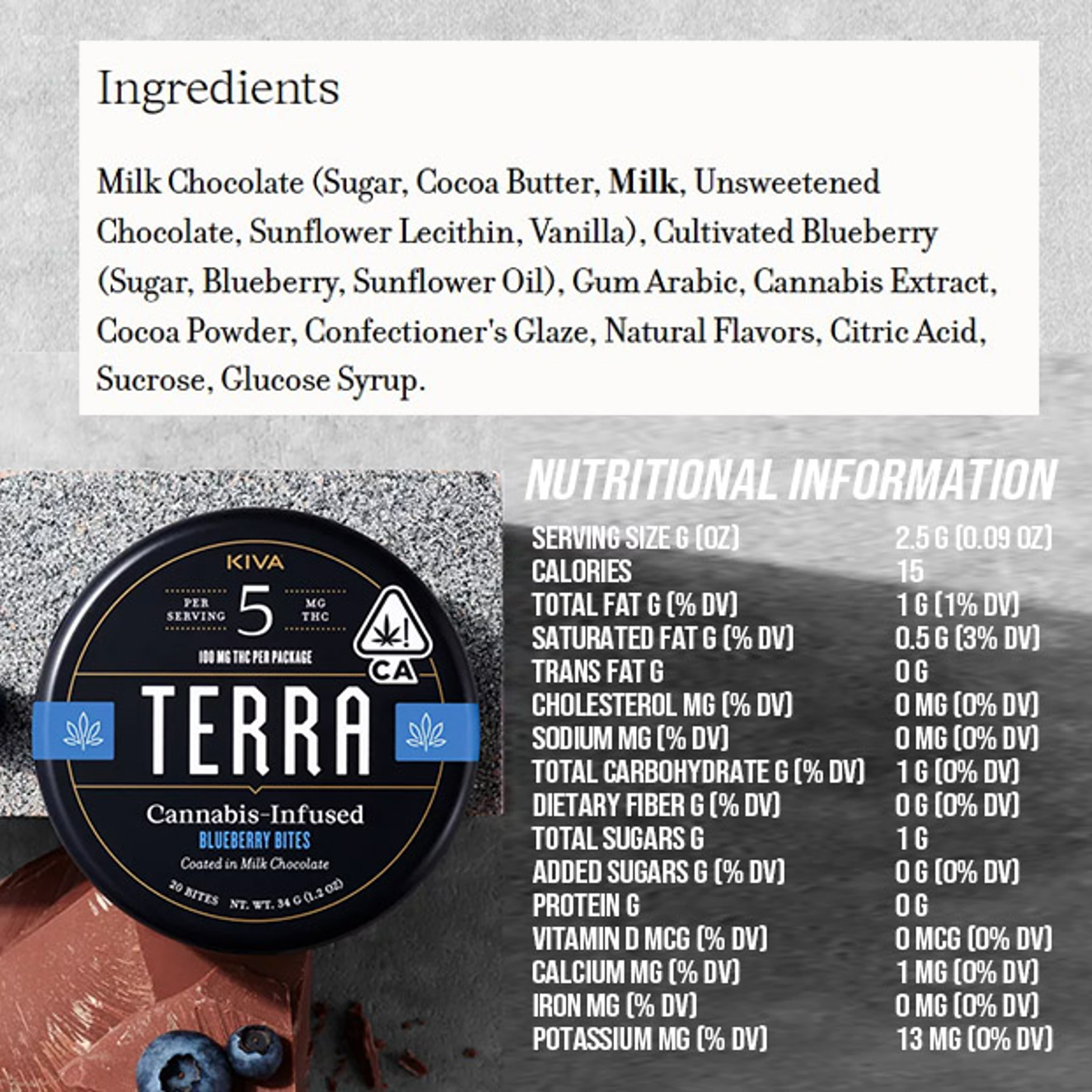 Kiva Terra Bites - Blueberries Coated in Milk Chocolate -100mg - Kiva - - $21.99 - Edibles