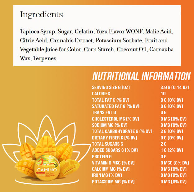 Camino - Mango 'Serenity' Gummies - 1:1 THC / CBD - 100mg - Kiva -  - $19.99 - Edibles