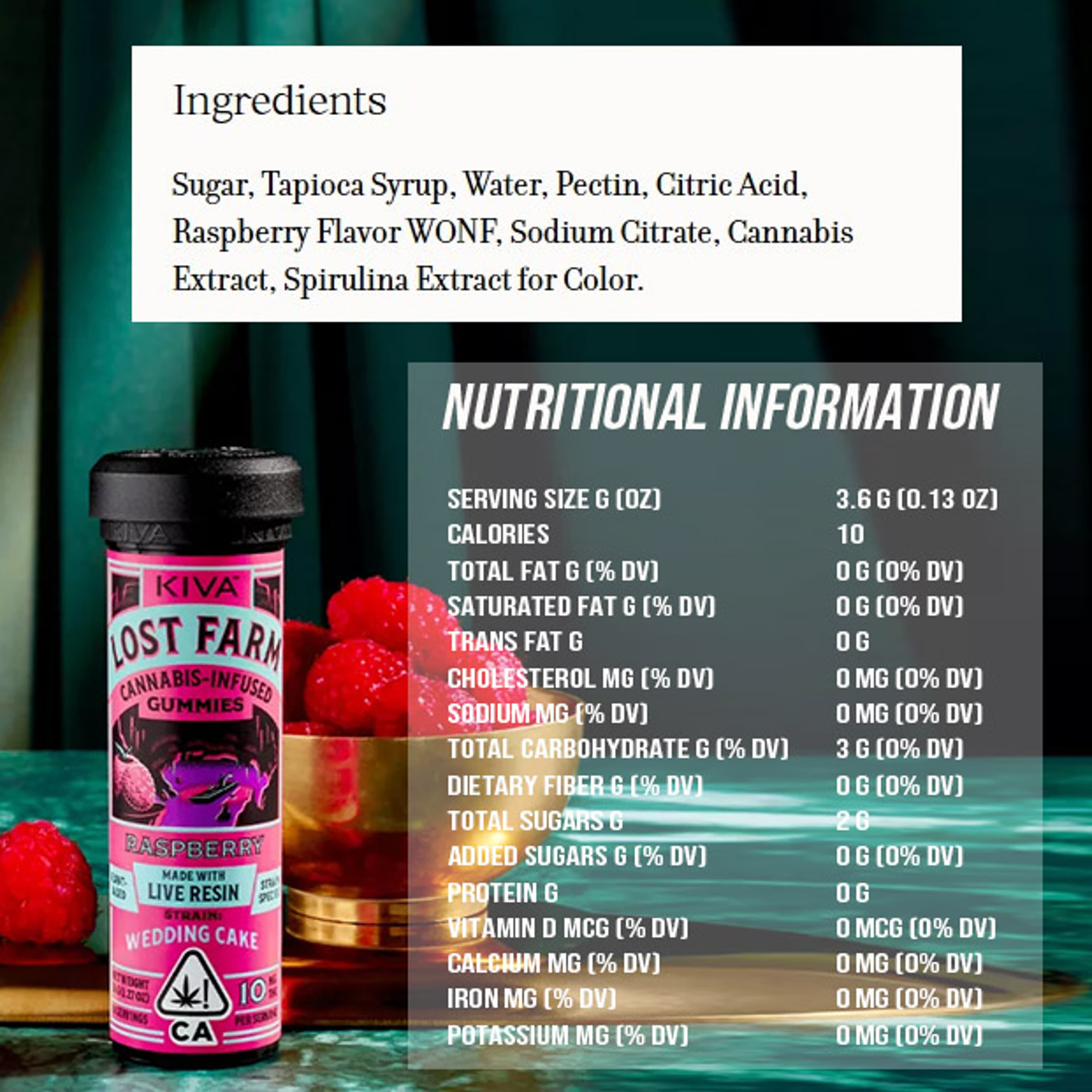 Lost Farm - Raspberry Gummies - Infused w/ Wedding Cake - 100mg - Kiva - - $19.99 - Edibles