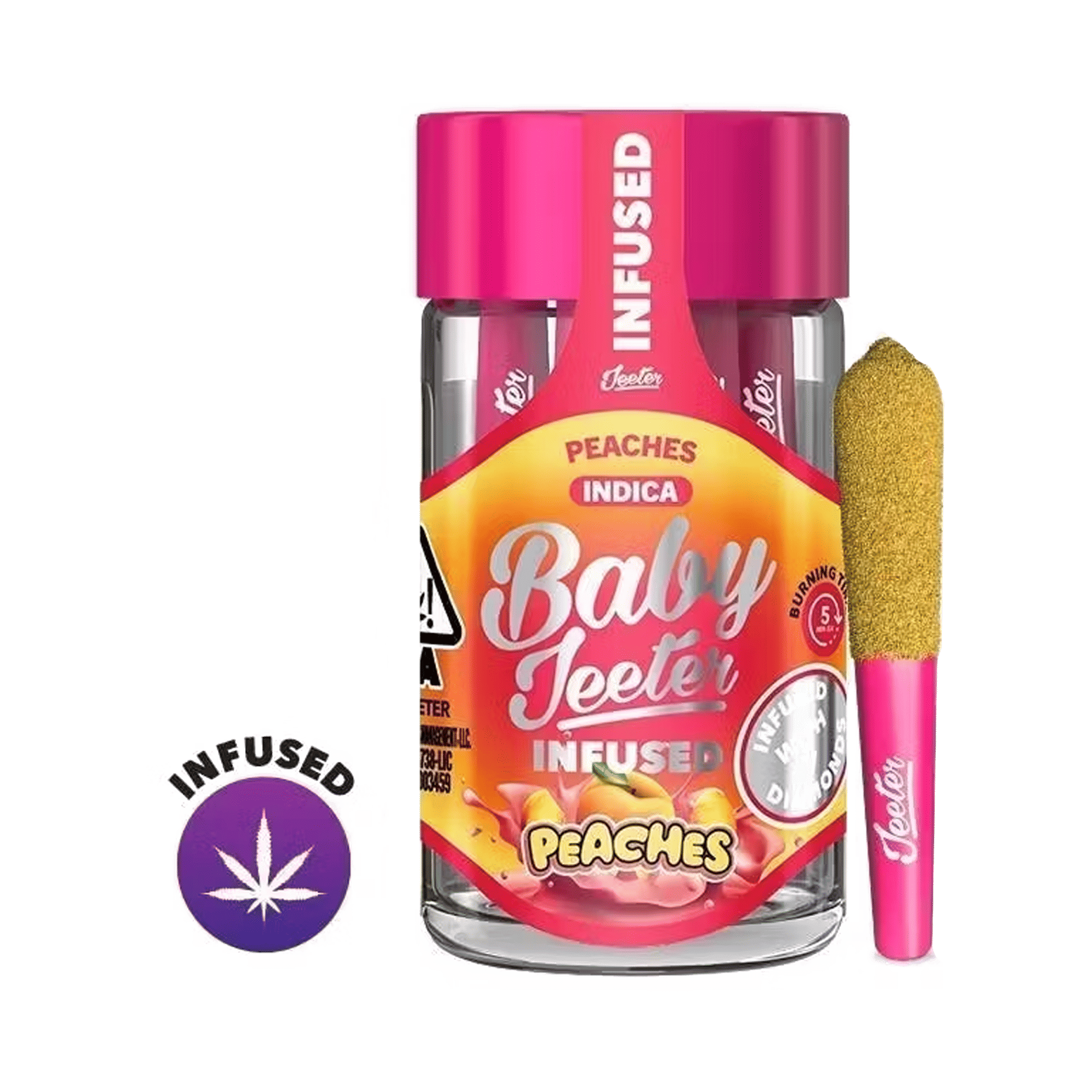 Peaches - Baby Jeeter - Infused Pre-Rolls - Jeeter - 2.5g (5-Pack) - $39.99 - Infused Pre-Rolls