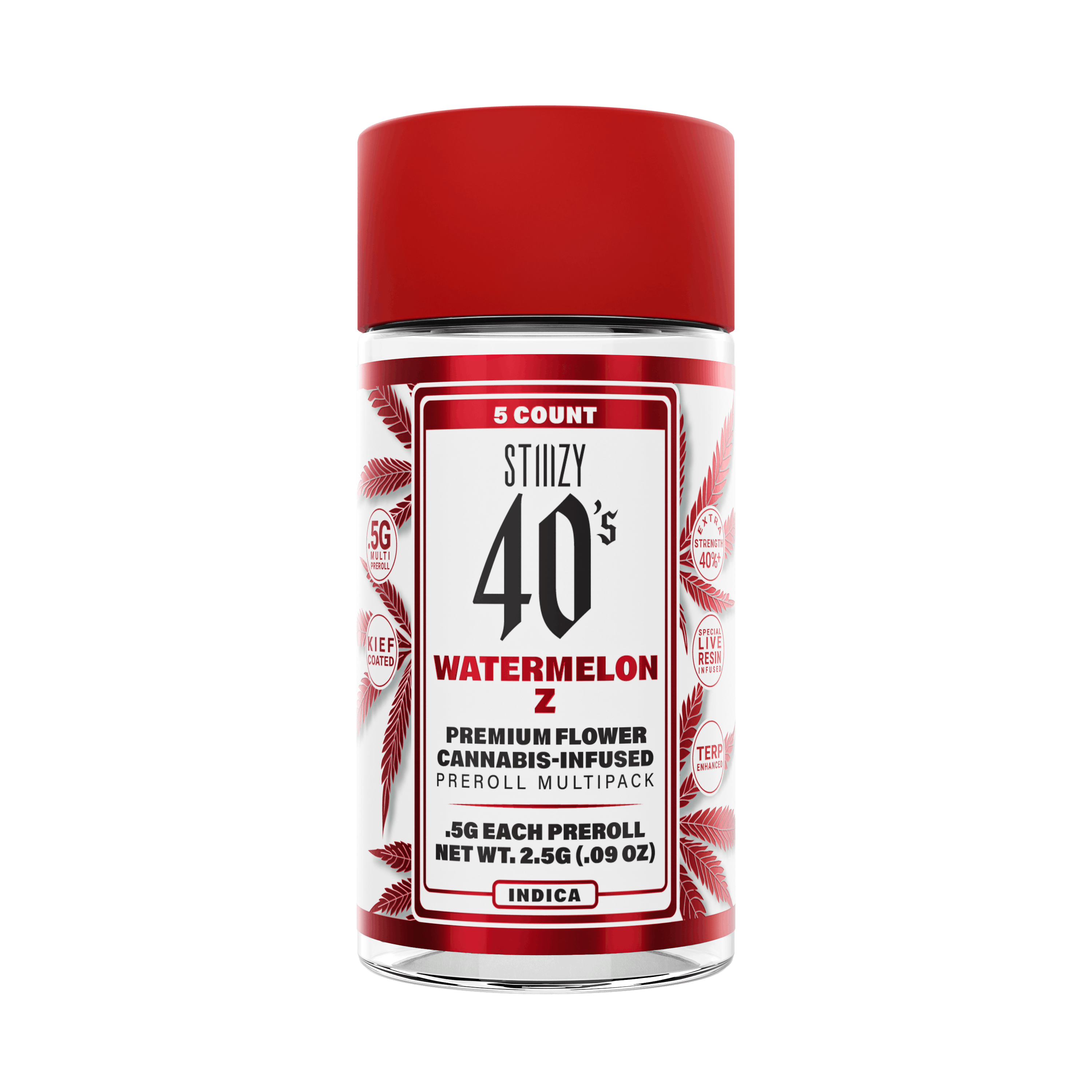 Infused 40's Watermelon Z Preroll 5pk - STIIIZY -  - $26.75 - Flowers