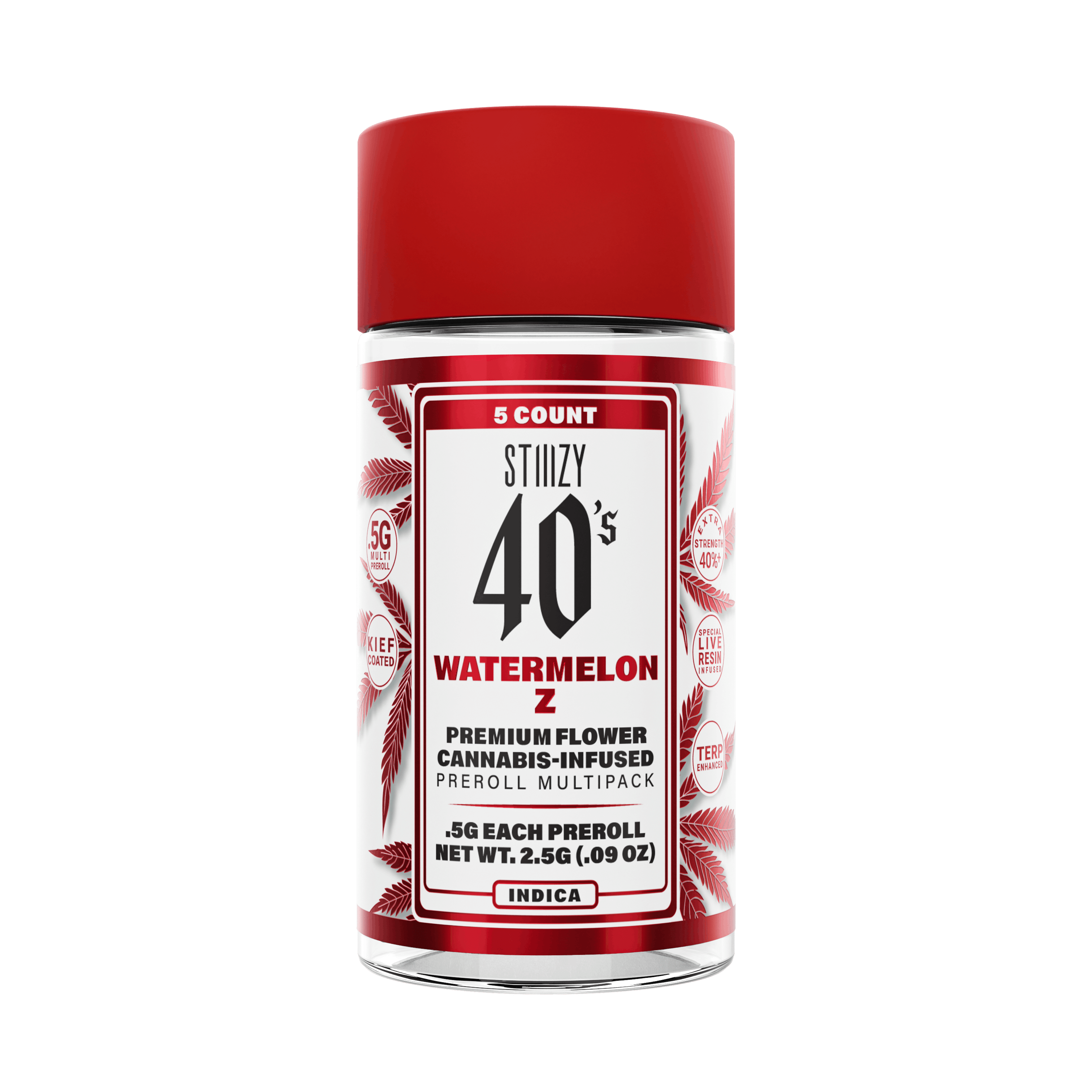 Infused 40's Watermelon Z Preroll 5pk - STIIIZY - - $26.75 - Flowers