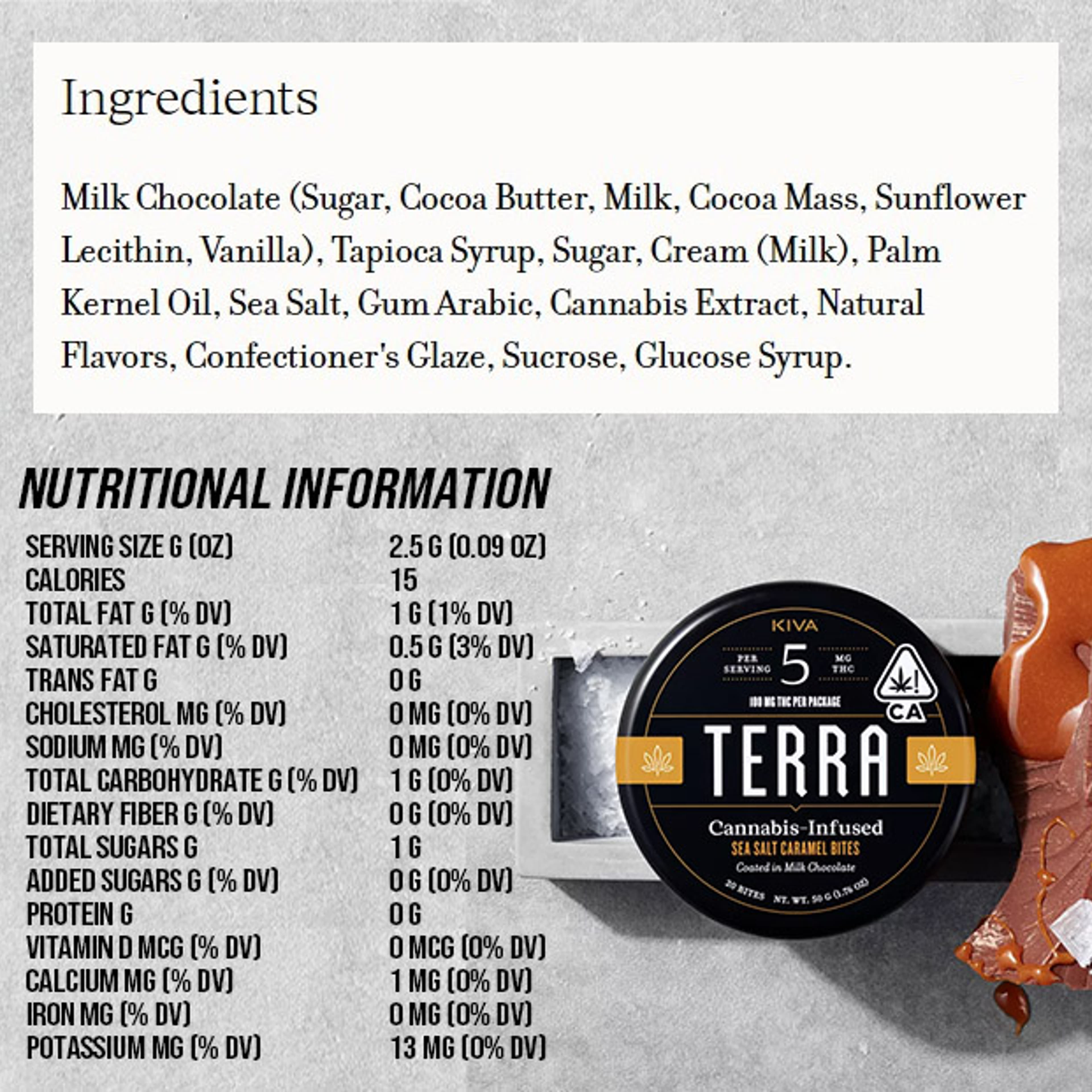 Kiva Terra Bites - Sea Salt Caramel Coated in Milk Chocolate - 100mg - Kiva - - $21.99 - Edibles