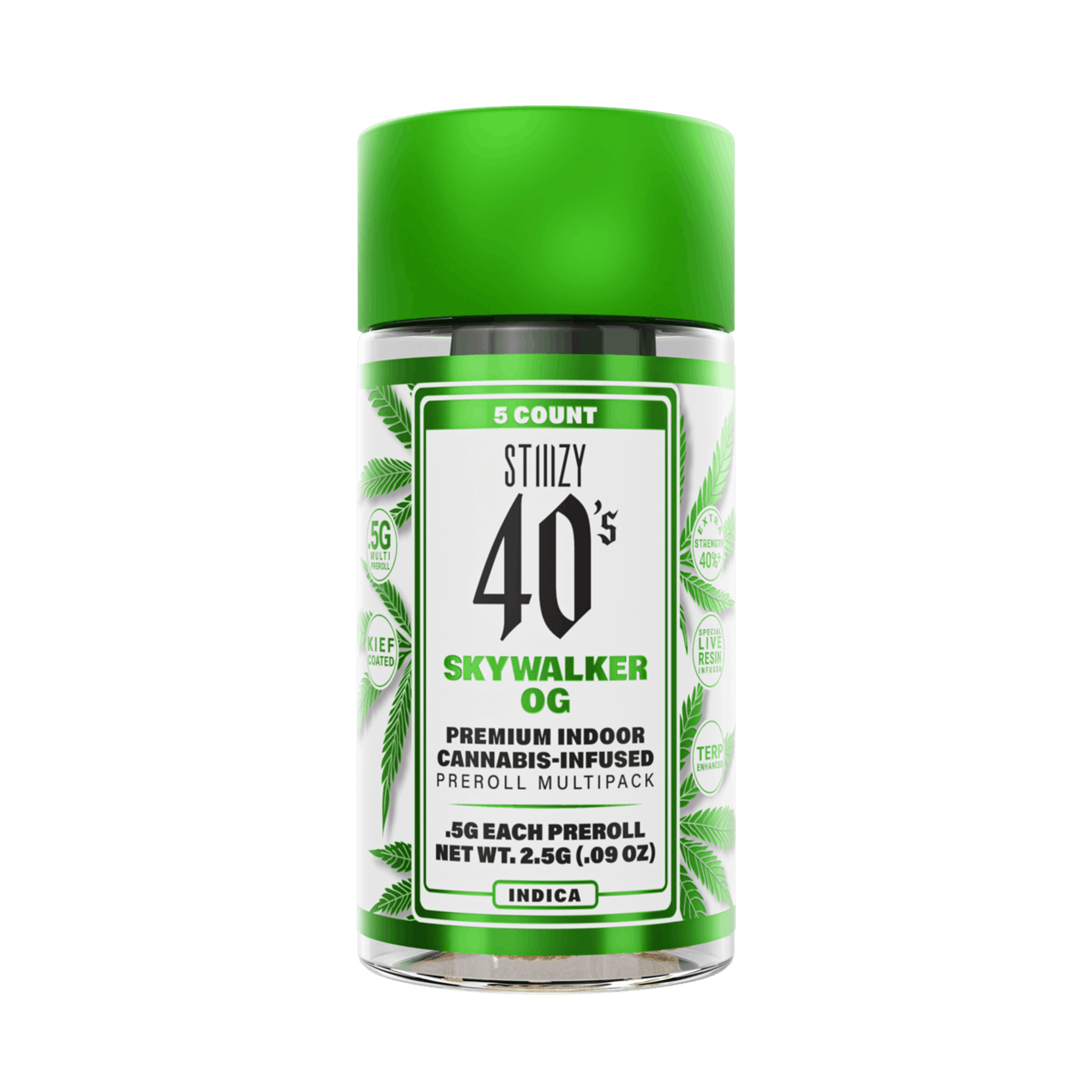STIIIZY 40's | .5gx5pk - Skywalker OG - Infused Pre-Rolls - Indica - STIIIZY - - $33 - Pre-Rolls