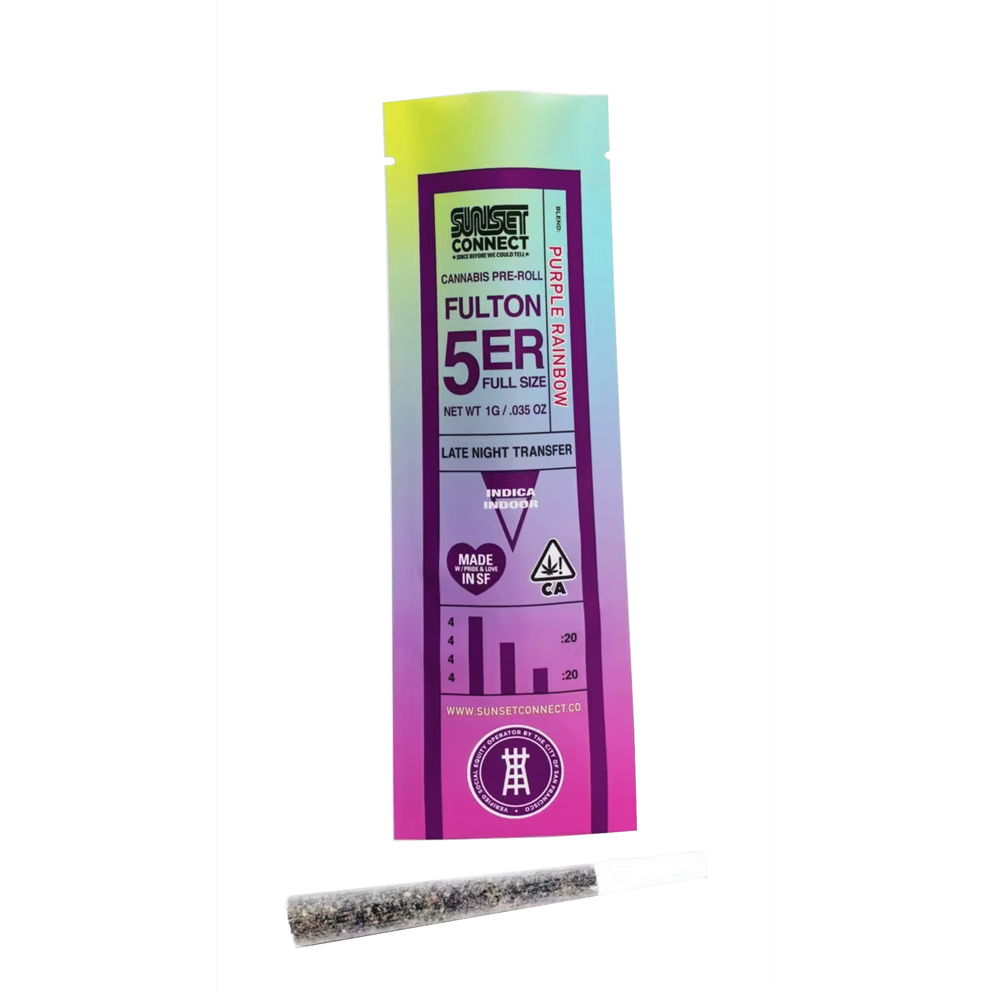 Purple Rainbow - Fulton 5'er - Pre-Roll - Sunset Connect - 1g (Single) - $4.99 - Non-Infused Pre-Rolls