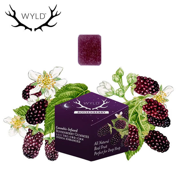 WYLD - Boysenberry Gummies 1:1:1 - 100mg THC / 100mg CBD / 100mg CBN