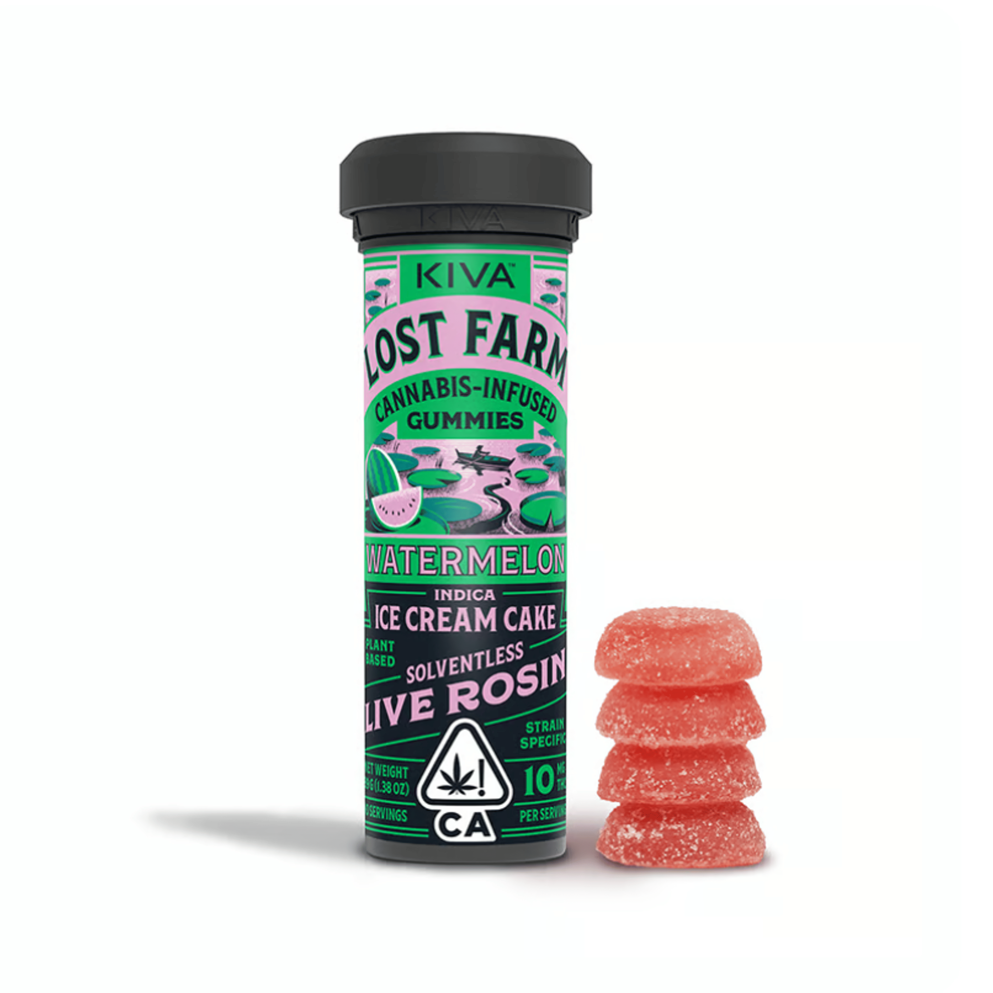 Lost Farm: Watermelon Ice Cream Cake Rosin Gummies - 100mg - Lost Farm by Kiva - null - $20 - Edibles