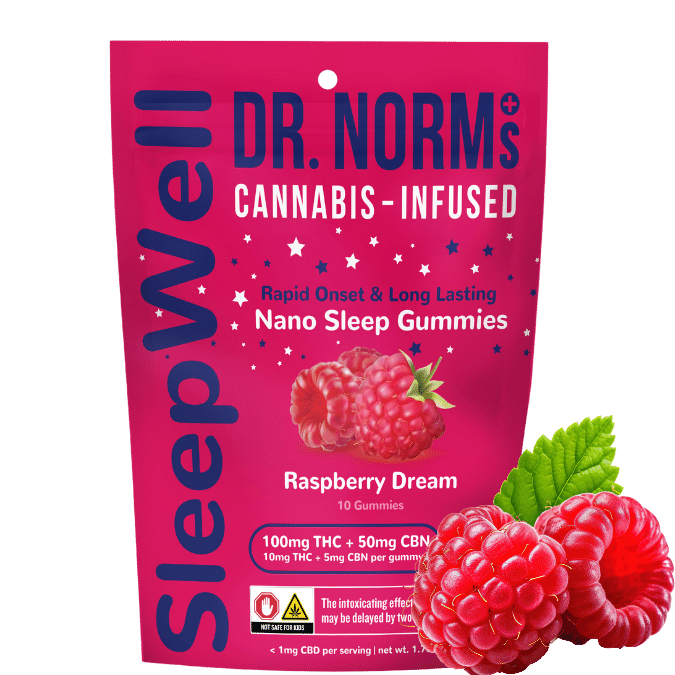 Dr. Norm's - Sleep Well | Raspberry Dream Gummies 2:1 THC:CBN - Dr. Norm's - Dr. Norm's - Sleep Well | Raspberry Dream Gummies 2:1 THC:CBN - $25 - Edible