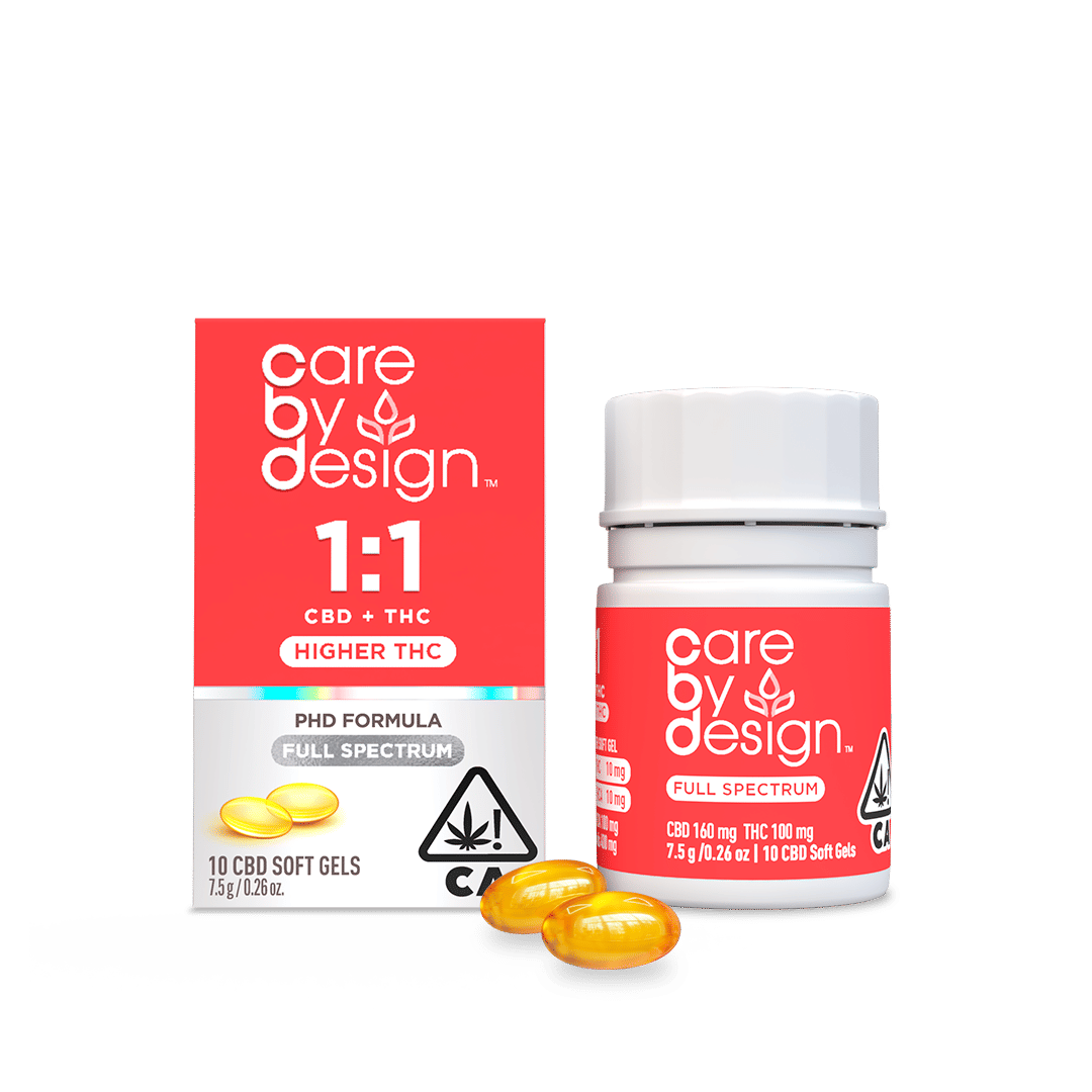 CBD-Rich 1:1 10mg Cannabis Soft Gels - Care By Design - 10 Pack - $37 - Capsules
