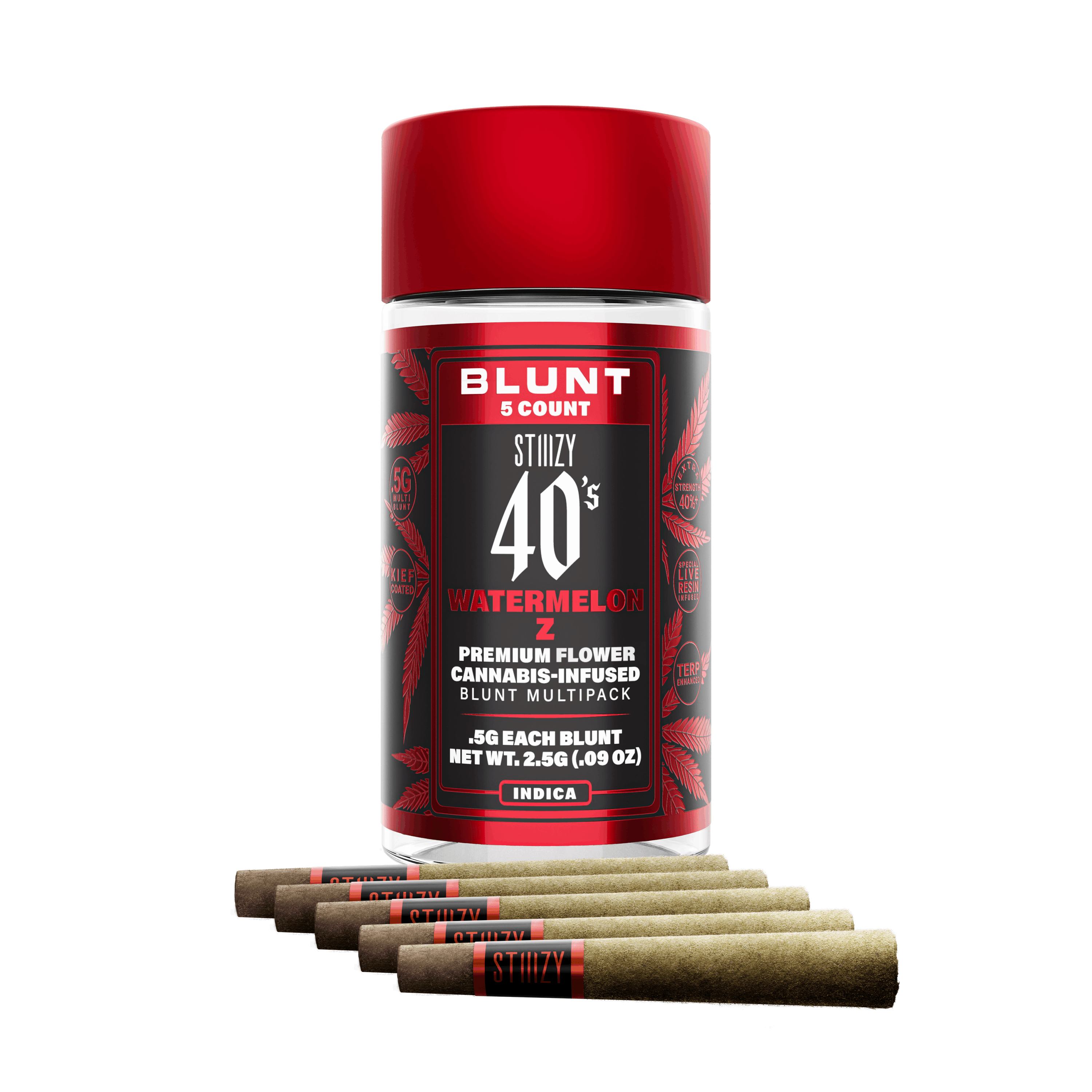 STIIIZY | 40's Watermelon Z Mini Blunts 5pk - 2.5g - STIIIZY -  - $35 - Infused Pre-Rolls