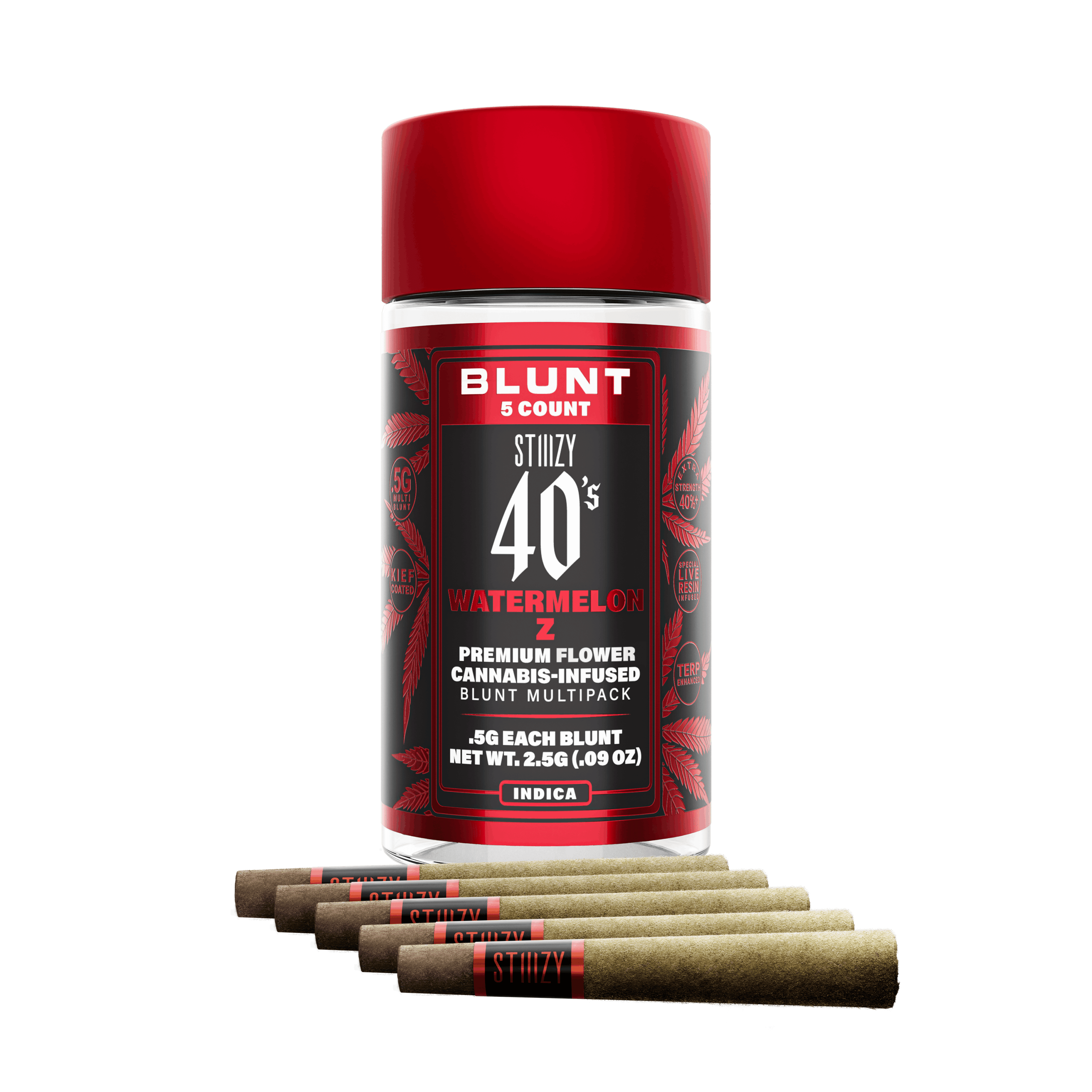 Watermelon Z - 40's Mini Blunts - STIIIZY - 2.5g (5-Pack) - $35.99 - Infused Pre-Rolls
