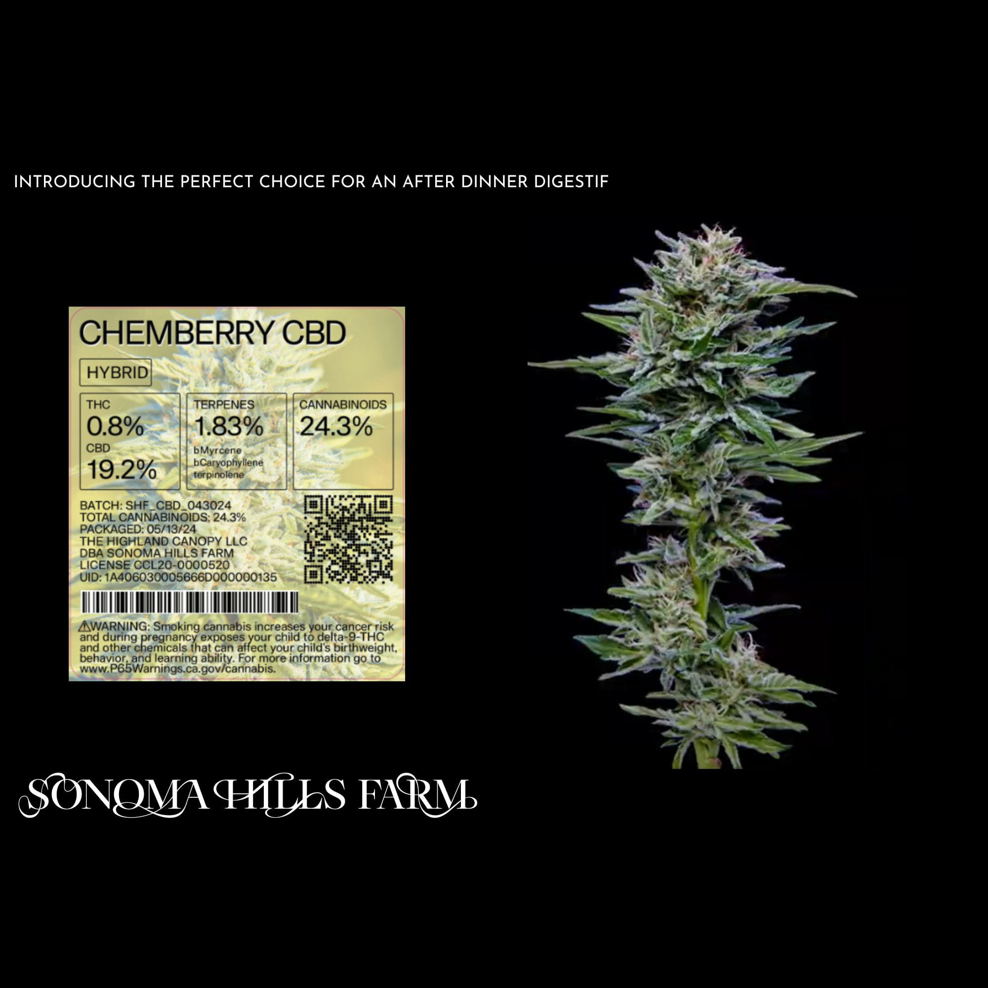 CHEMBERRY CBD 3.5G - Sonoma Hills Farm -  - $35 - Flowers
