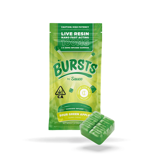 100mg Bursts Sour Green Apple LR Gummies