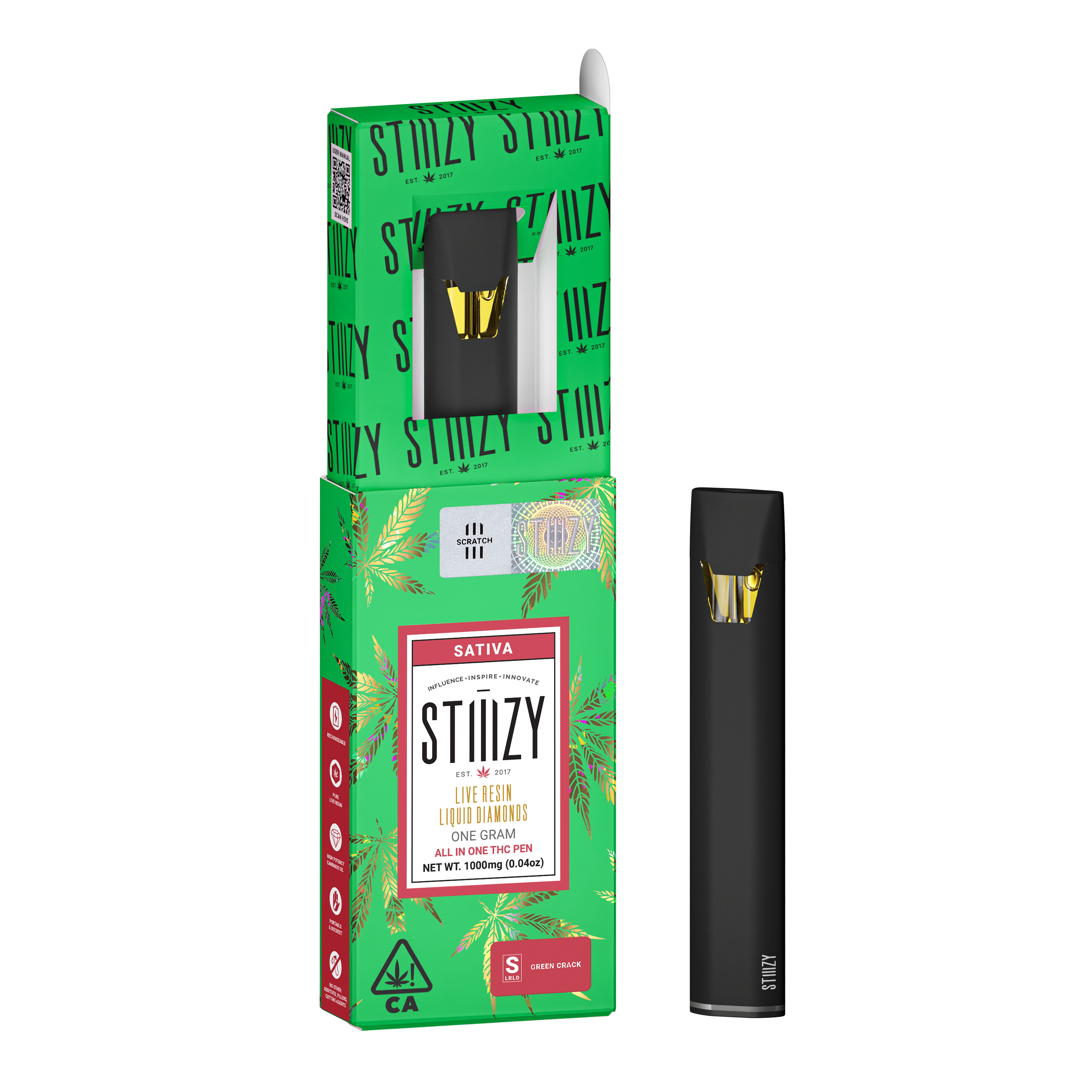 STIIIZY - AIO Green Crack Liquid Diamond Disposable 1g - Stiiizy - STIIIZY - AIO Green Crack Liquid Diamond Disposable 1g - $40 - Disposable