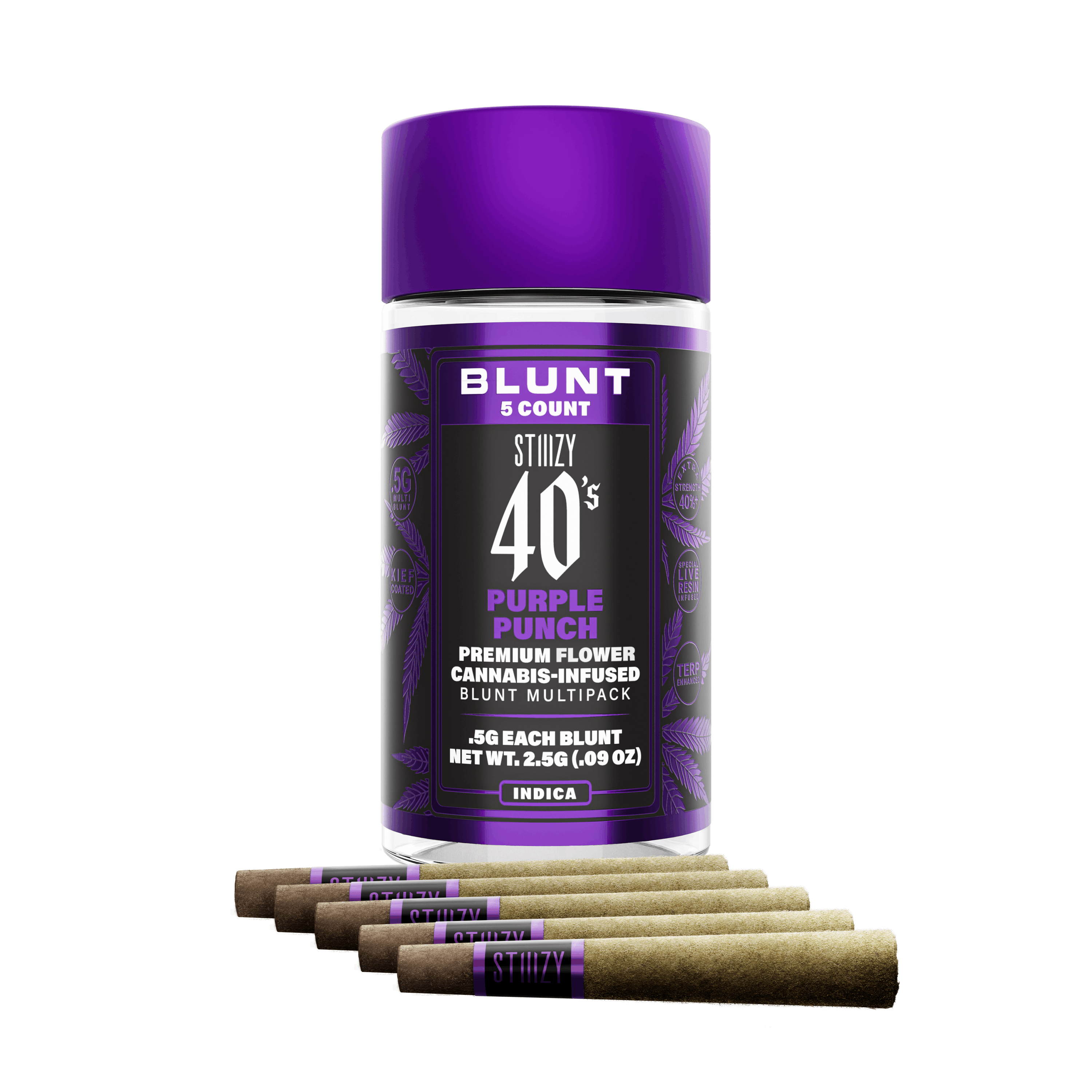 Purple Punch - 40's Infused Mini Blunts - STIIIZY - 2.5g (5-Pack) - $35.99 - Infused Pre-Rolls