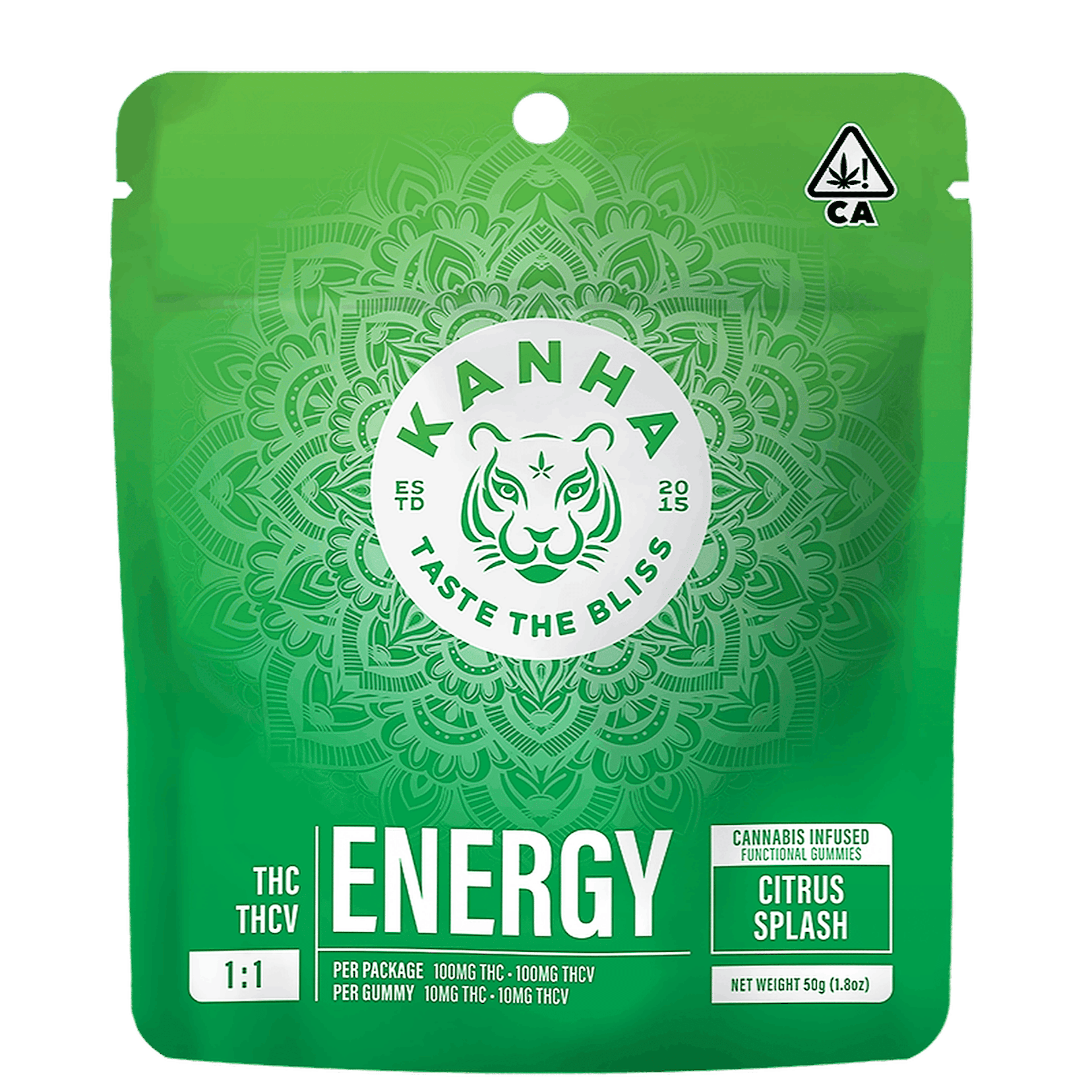 Energy - Citrus Splash - 1:1 THC:THCV Gummies - Kanha - 10 Gummies - $22.99 - Edibles