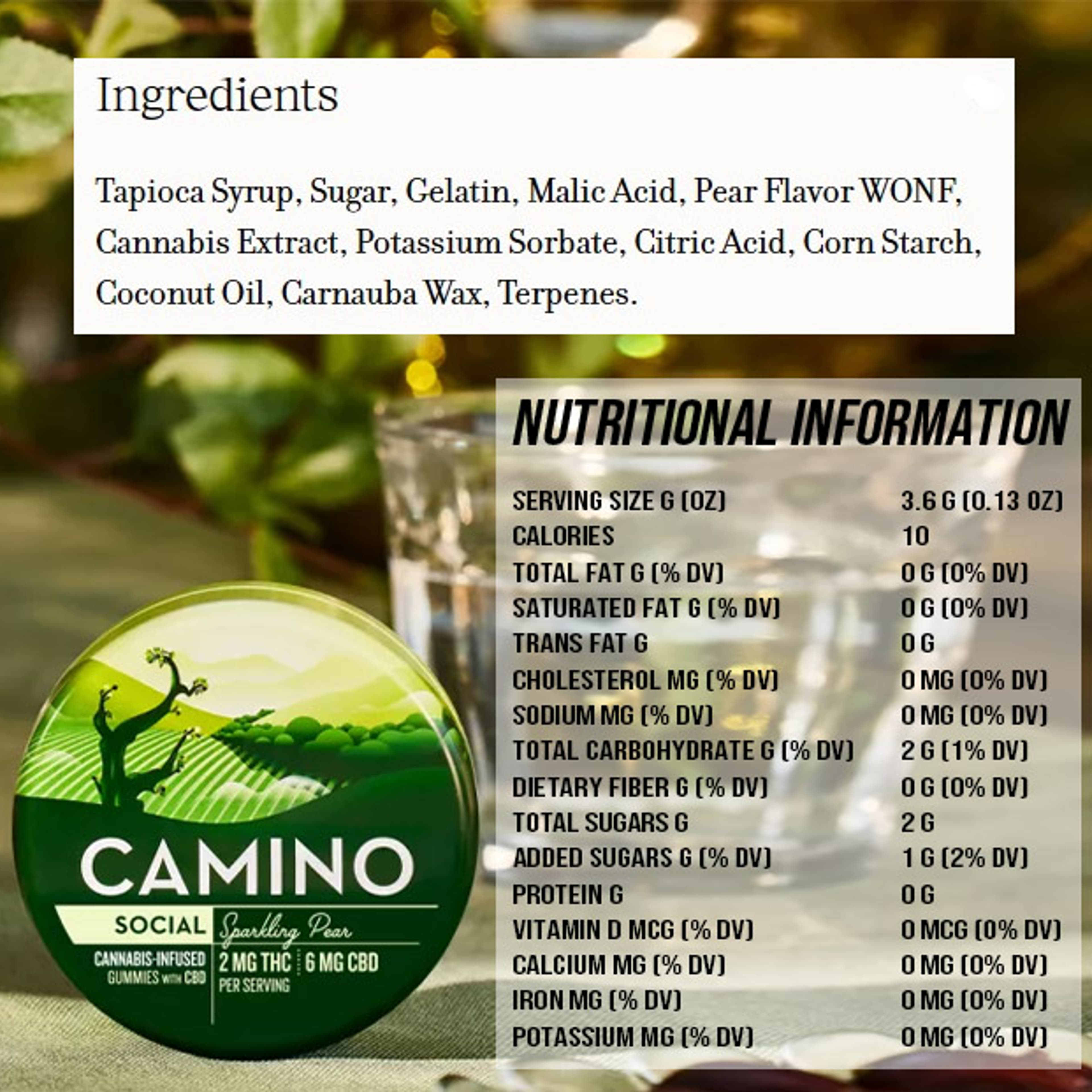 Camino - 'Social' Sparkling Pear Gummies - 40mg THC / 120mg CBD - Kiva - - $19.99 - Edibles