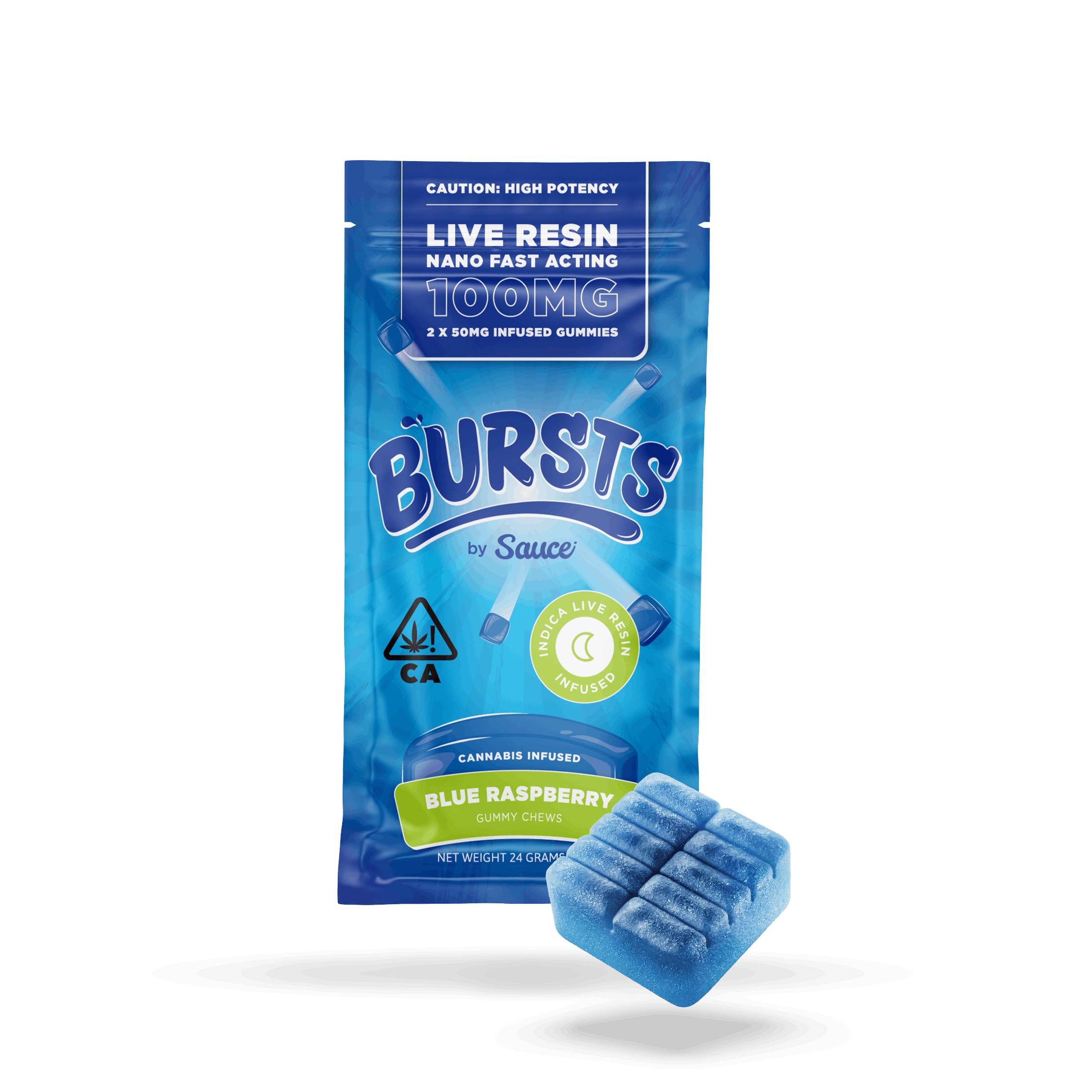 Blue Raspberry - Bursts - 2 Pcs - Live Resin Chews - Sauce Essentials - 2 Piece - $15.99 - Edibles