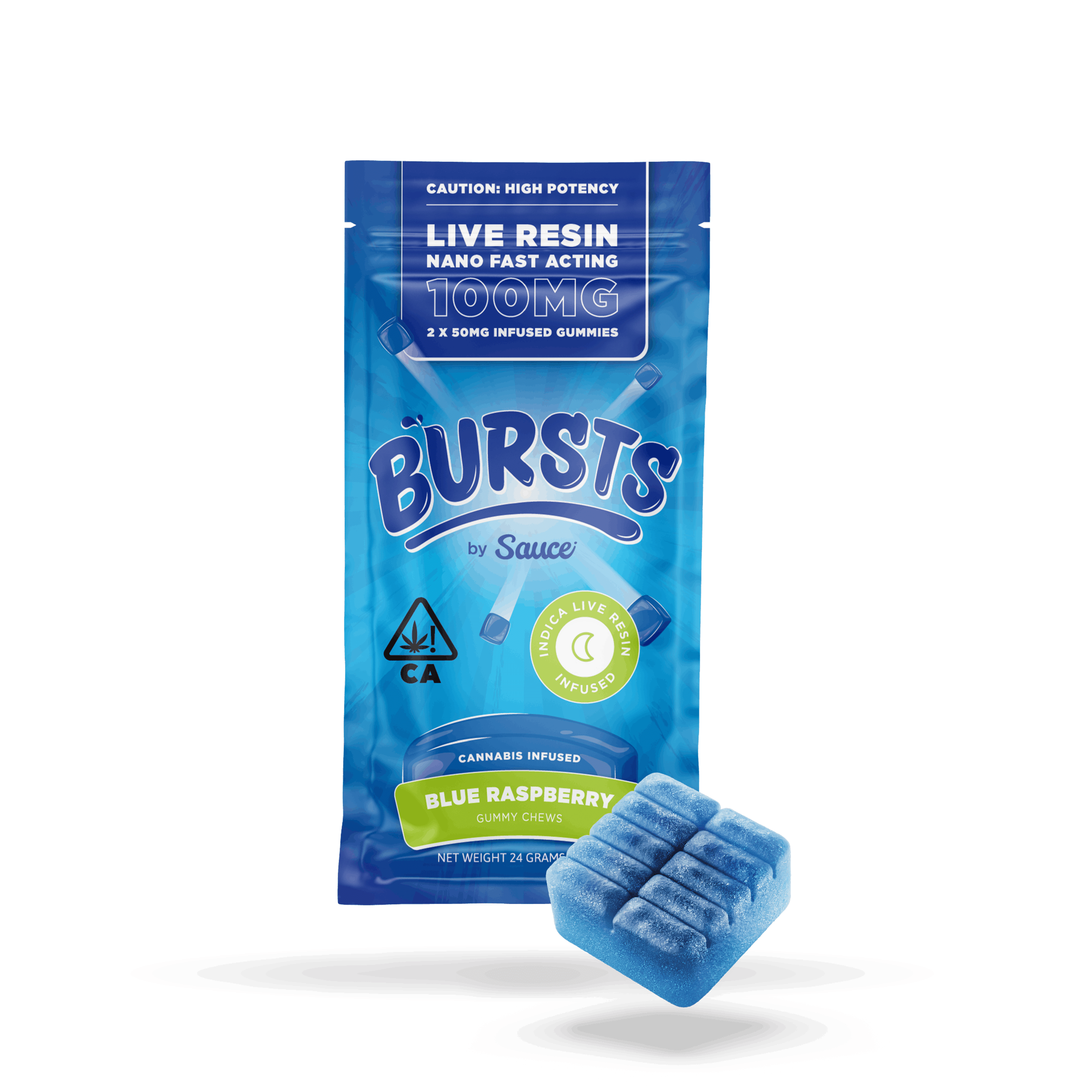 Blue Raspberry - Bursts - 2 Pcs - Live Resin Chews - Sauce Essentials - 2 Piece - $15.99 - Edibles