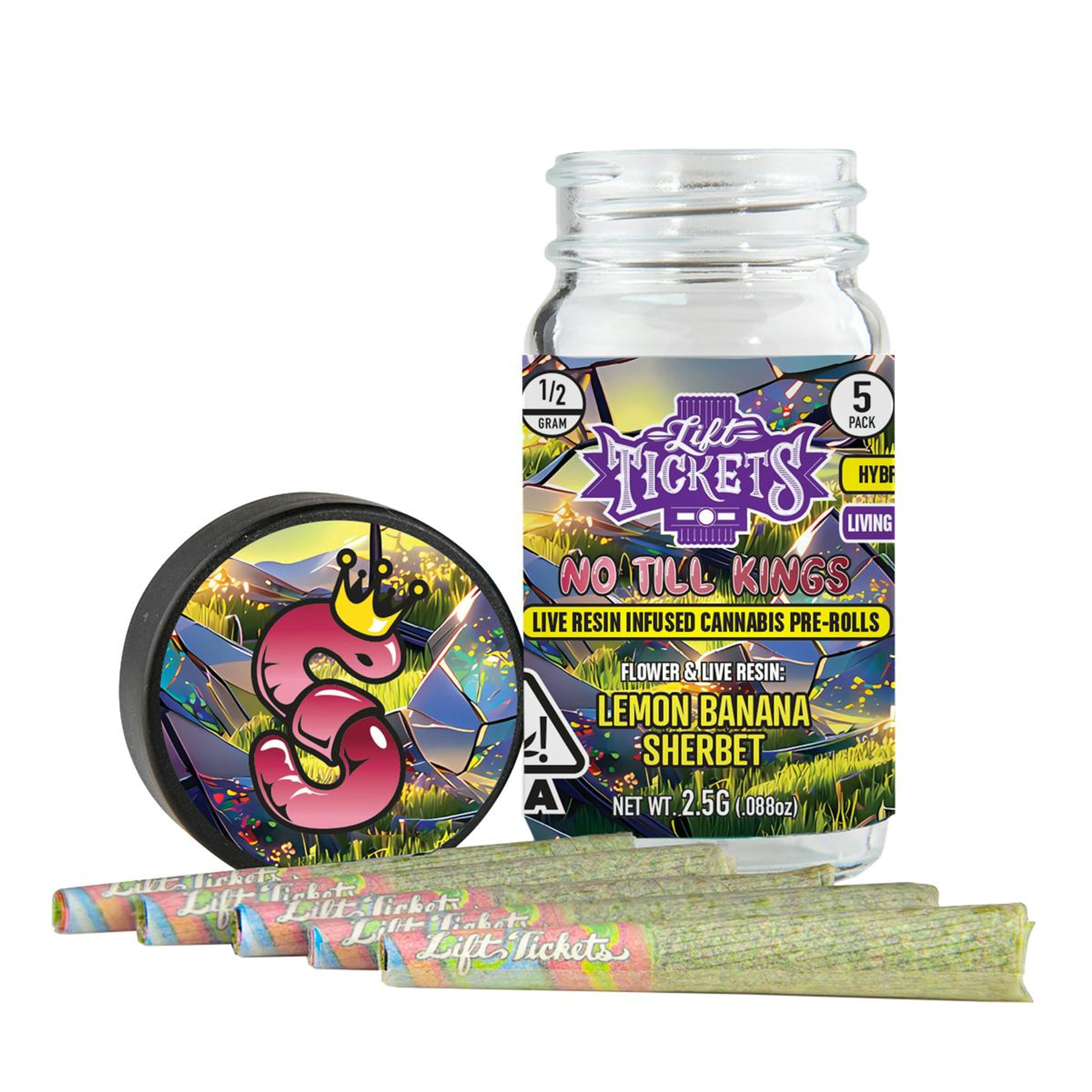 Lemon Banana Sherbet | Infused Pre-Roll Pack (0.5g x 5) - 2.5g - Lift Tickets - - $38 - Infused Pre-Rolls