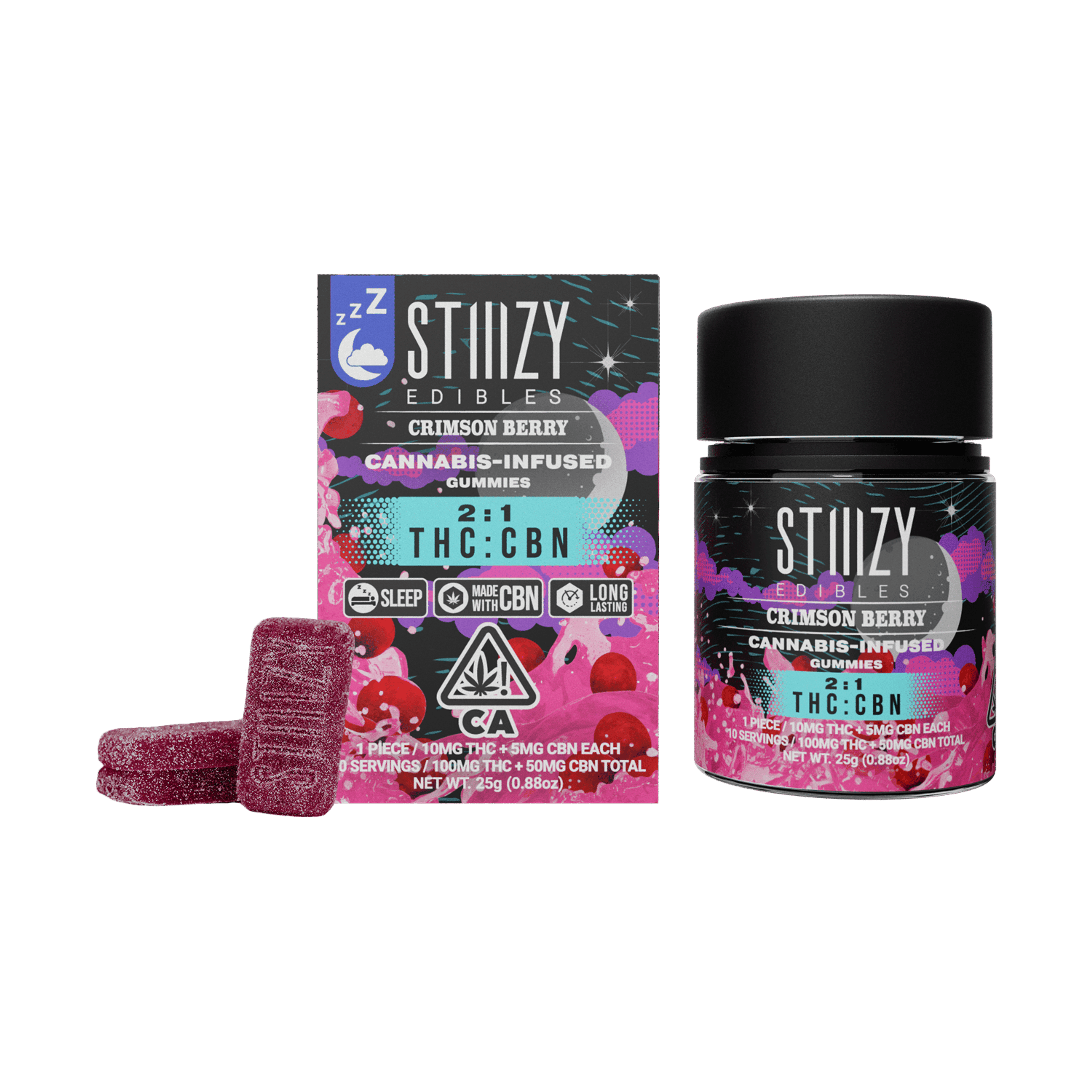 Crimson Berry 2:1 - THC:CBN Gummies - STIIIZY - 10 Gummies - $13.99 - Edibles