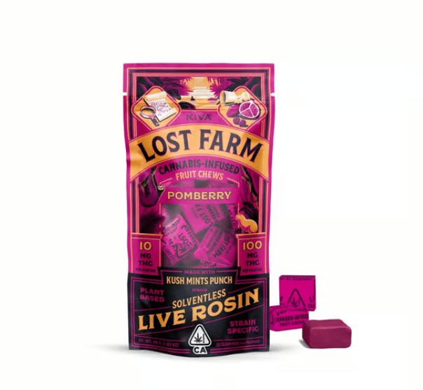 Lost Farm Chews Pomberry Kush Mints Punch "Rosin" - Kiva -  - $25.99 - Edible