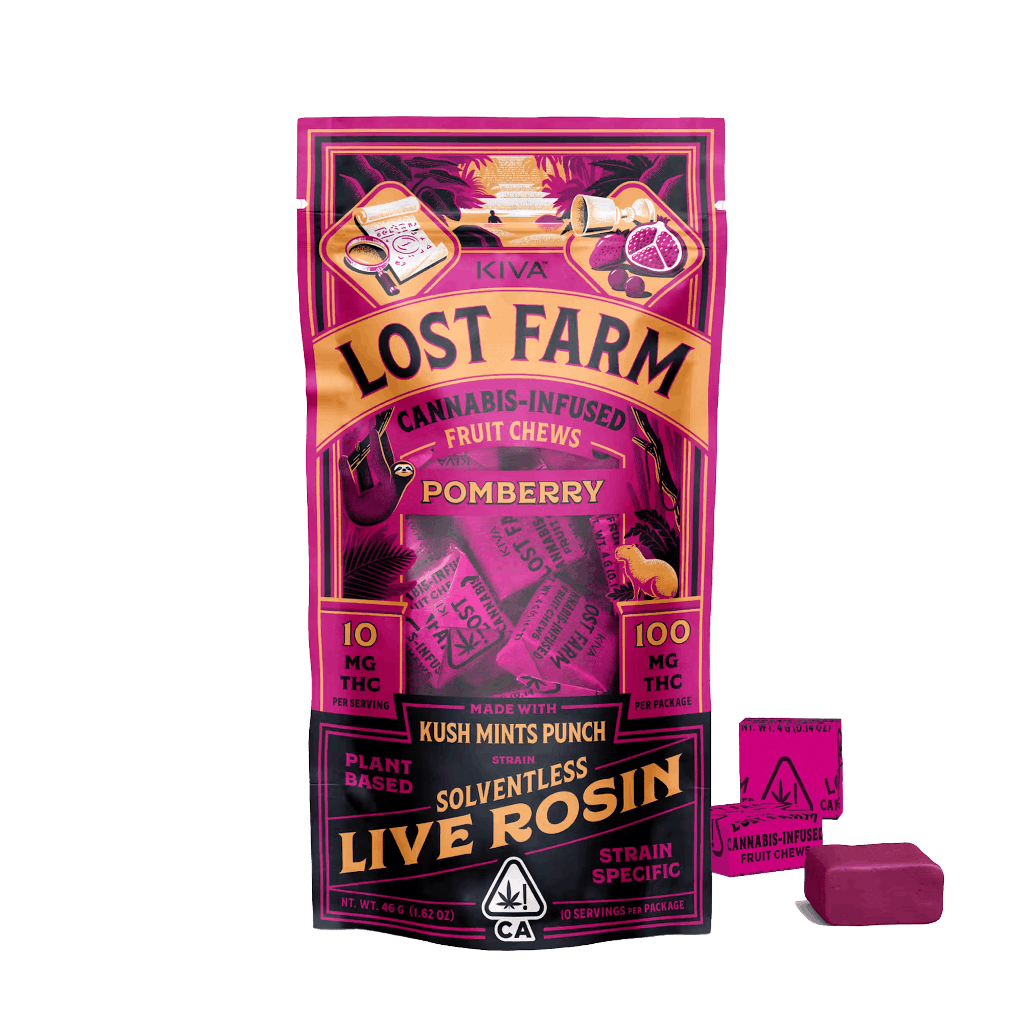 Lost Farm Live Rosin Pomberry "Kush Mints Punch" Chews - Kiva Confections - 10 Gummies - $22.99 - Edibles