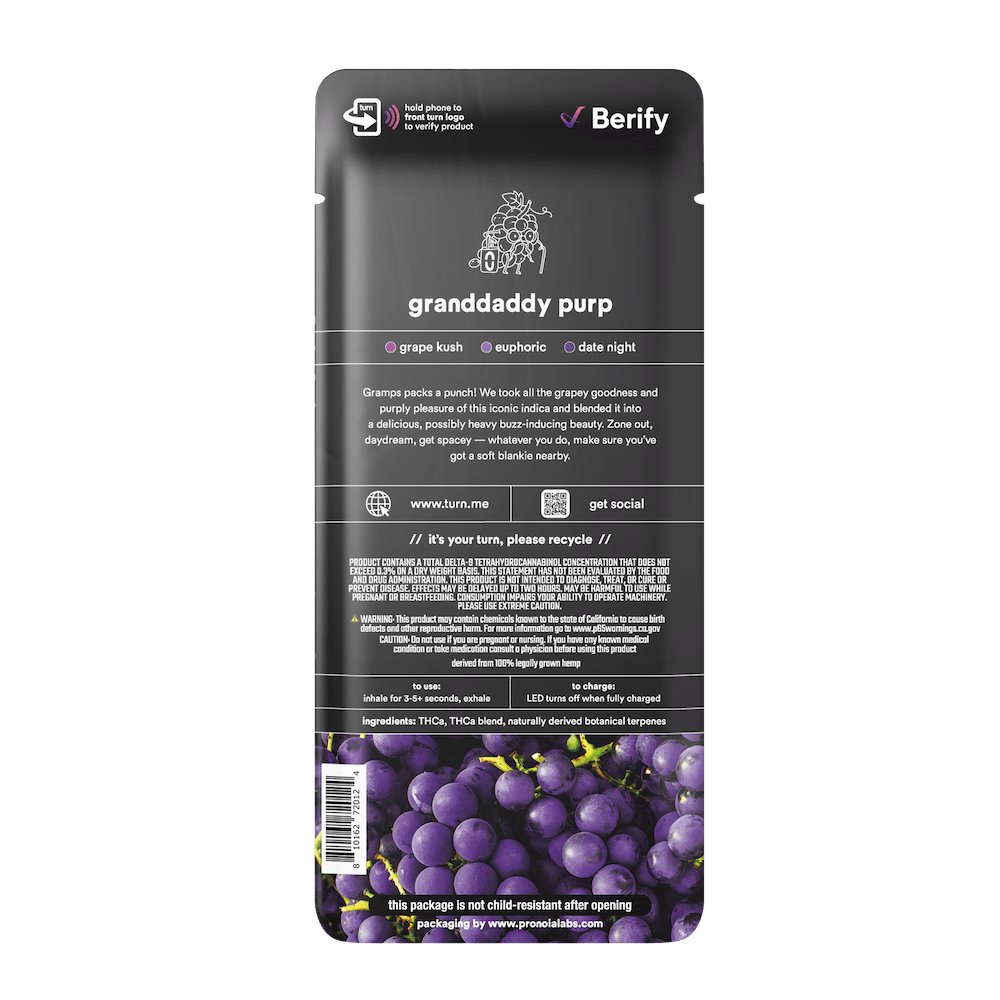 Granddaddy Purp Botanica Blends Disposable 1g - turn -  - $32.50 - Disposable Vapes