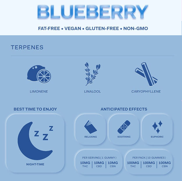 Highatus - Blueberry - Sour Gummies 1:1:1 - 100mg - Highatus -  - $14.99 - Edibles