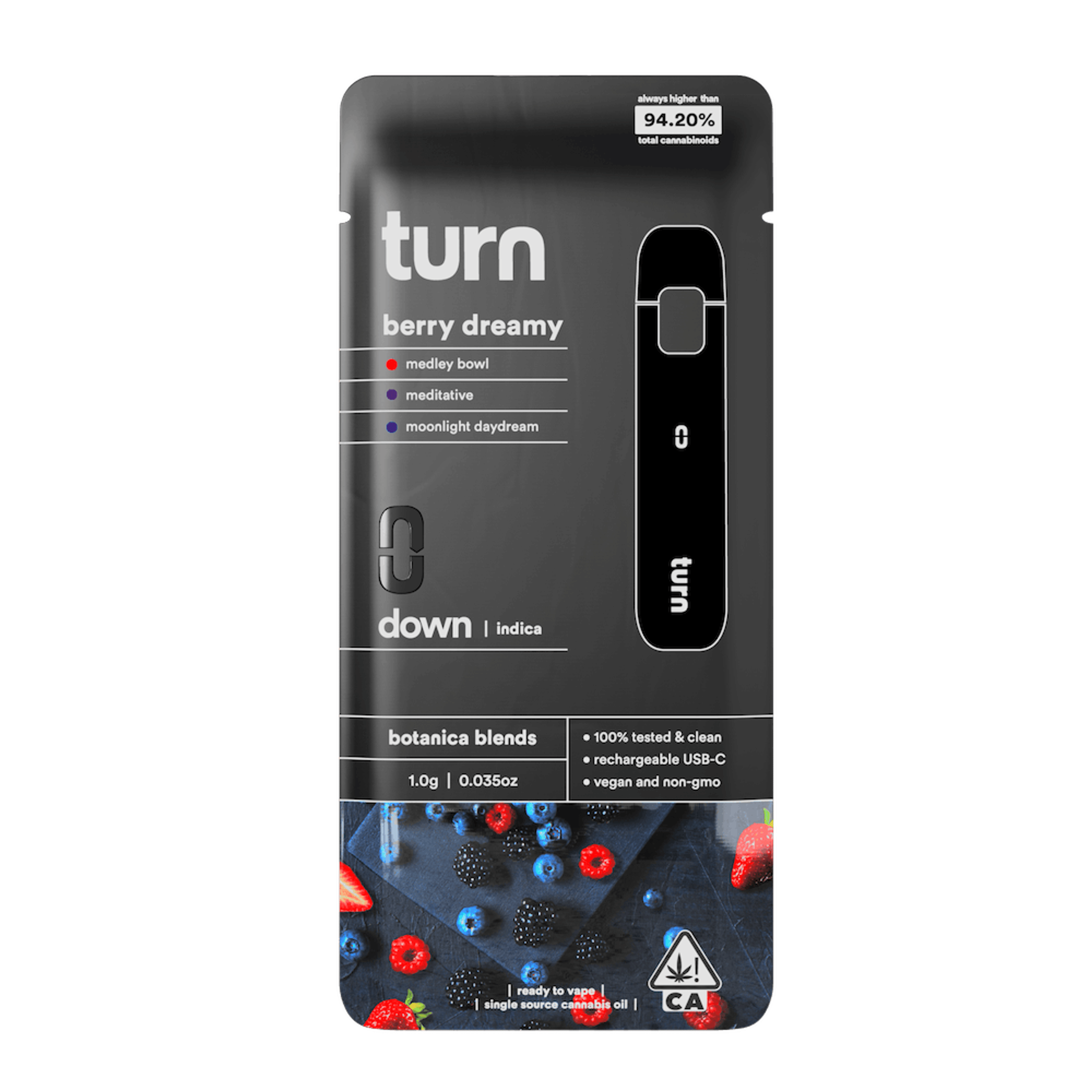 1.0g AIO | berry dreamy | botanica blends | down | - Turn - 1.0g AIO | berry dreamy Turn - $35 - Vape Pens