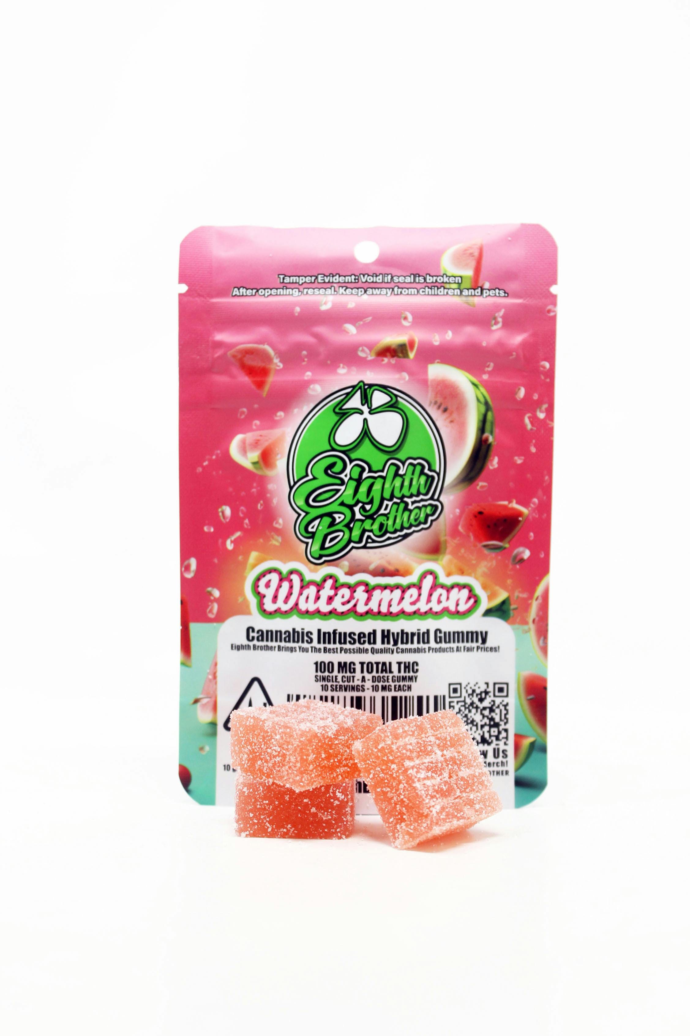 Watermelon Single - Cut-a-Dose Gummy (100mg) Hybrid - Eighth Brother -  - $6 - Edibles