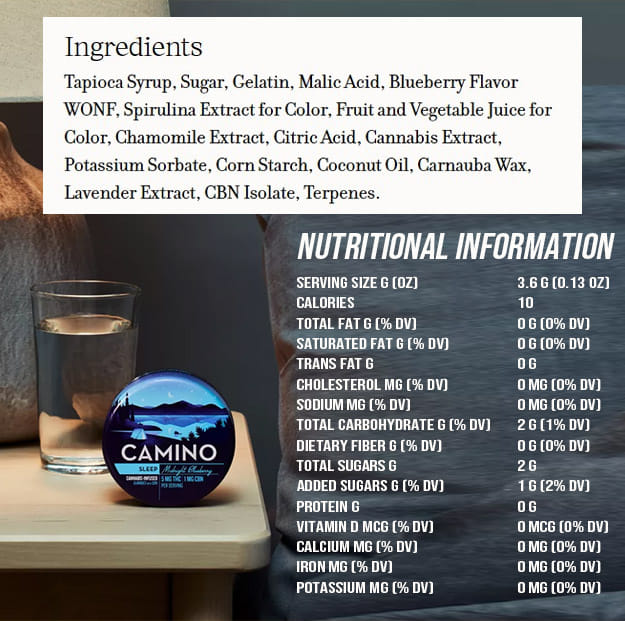 Camino - Midnight Blueberry 'Sleep' Gummies 5:1 THC / CBN - 100mg - Kiva -  - $19.99 - Edibles