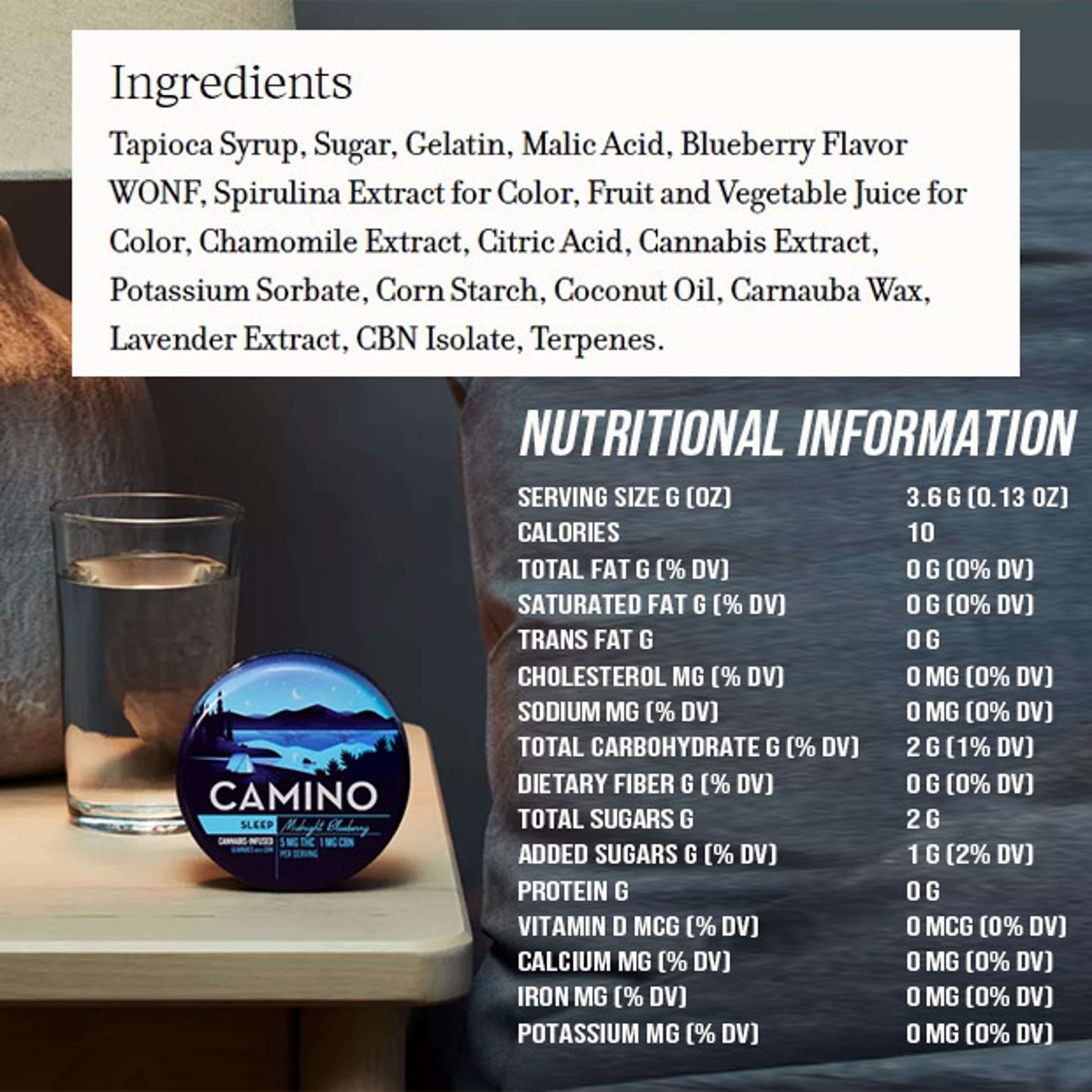 Camino - Midnight Blueberry 'Sleep' Gummies 5:1 THC / CBN - 100mg - Kiva - - $19.99 - Edibles