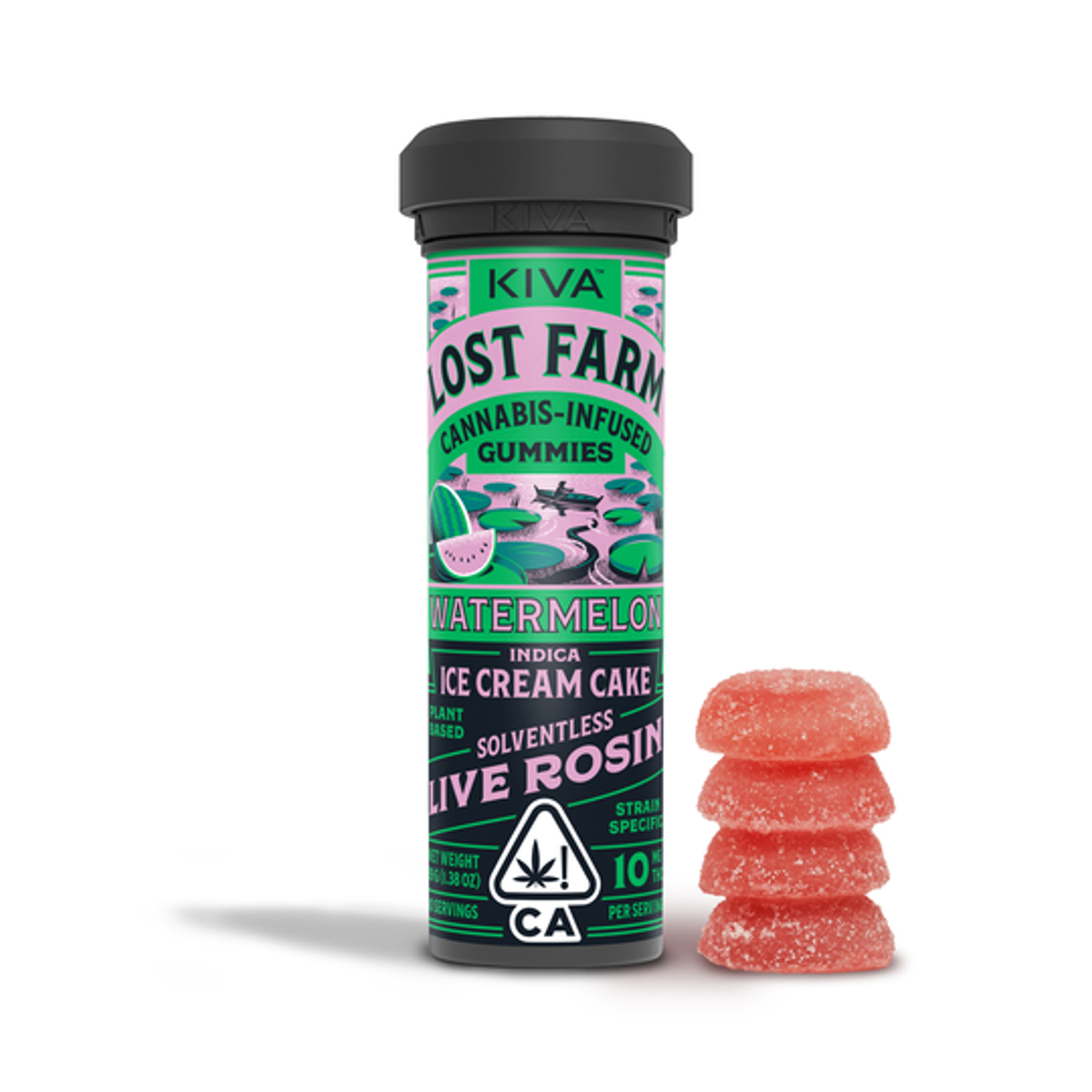 Lost Farms Gummies: Watermelon / Ice Cream Cake Rosin - Kiva Confections - 10 Piece - $24 - Edibles