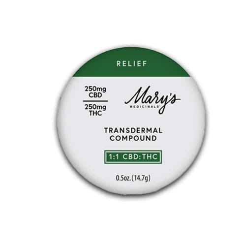 Mary's Medicinals - Relief Transdermal Compound 1:1 CBD:THC 0.5Oz - Mary's Medicinals - Mary's Medicinals - Relief Transdermal Compound 1:1 CBD:THC 0.5Oz - $45 - Topical