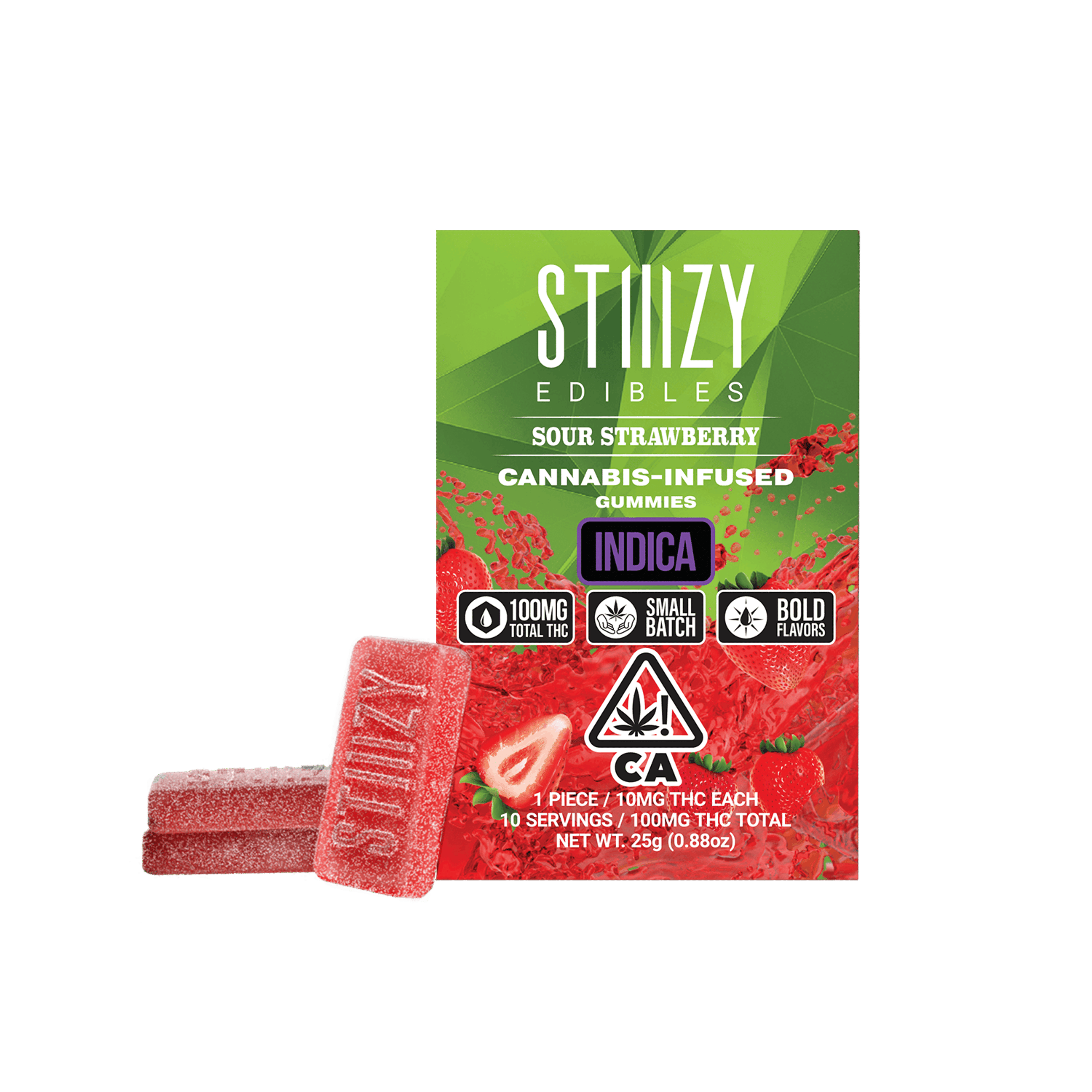 Sour Strawberry 100mg Gummies - Stiiizy - null - $12 - Edible