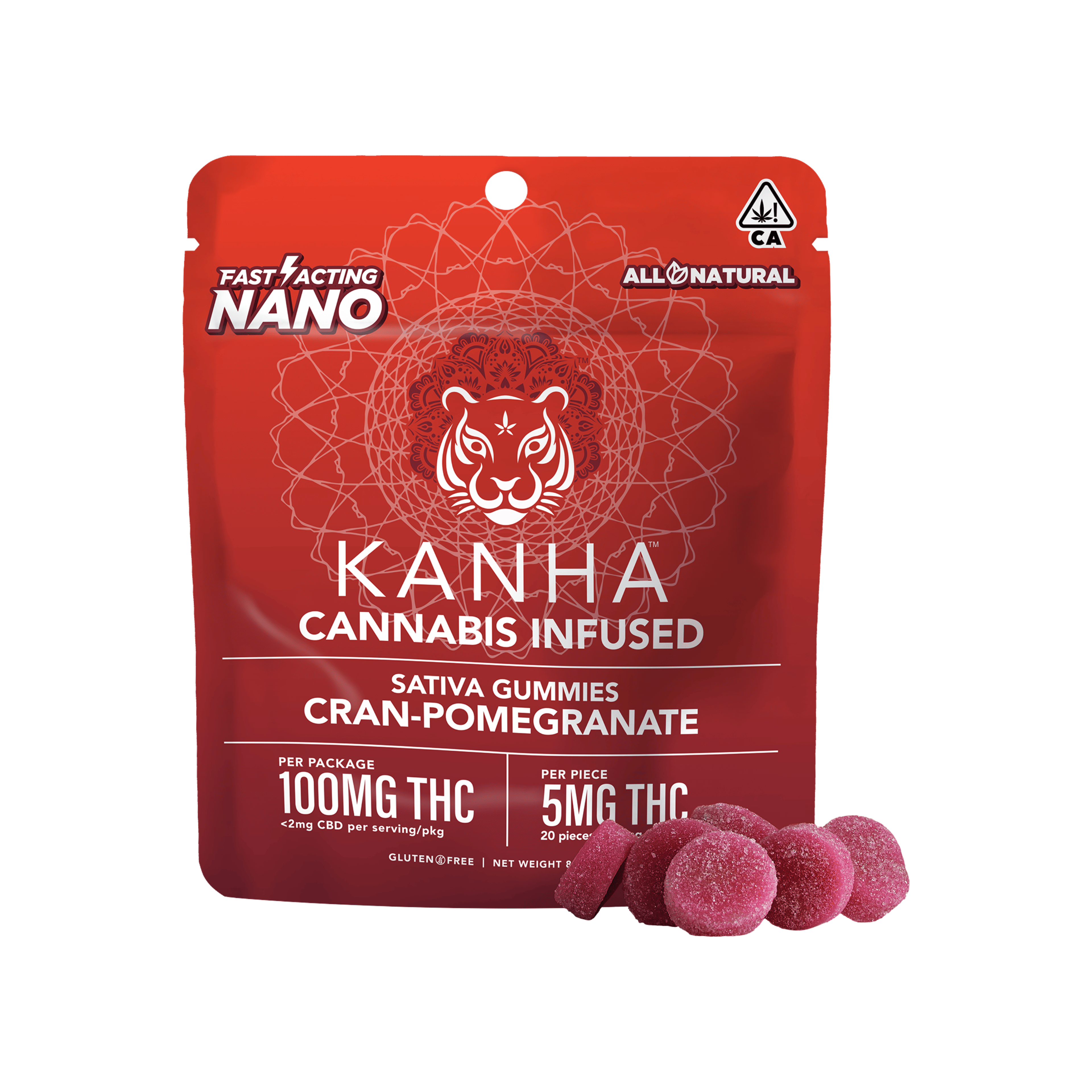 NANO | Sativa Cran-Pomegranate Punch Gummies - 100mg - Kanha Gummies - - $18 - Edibles