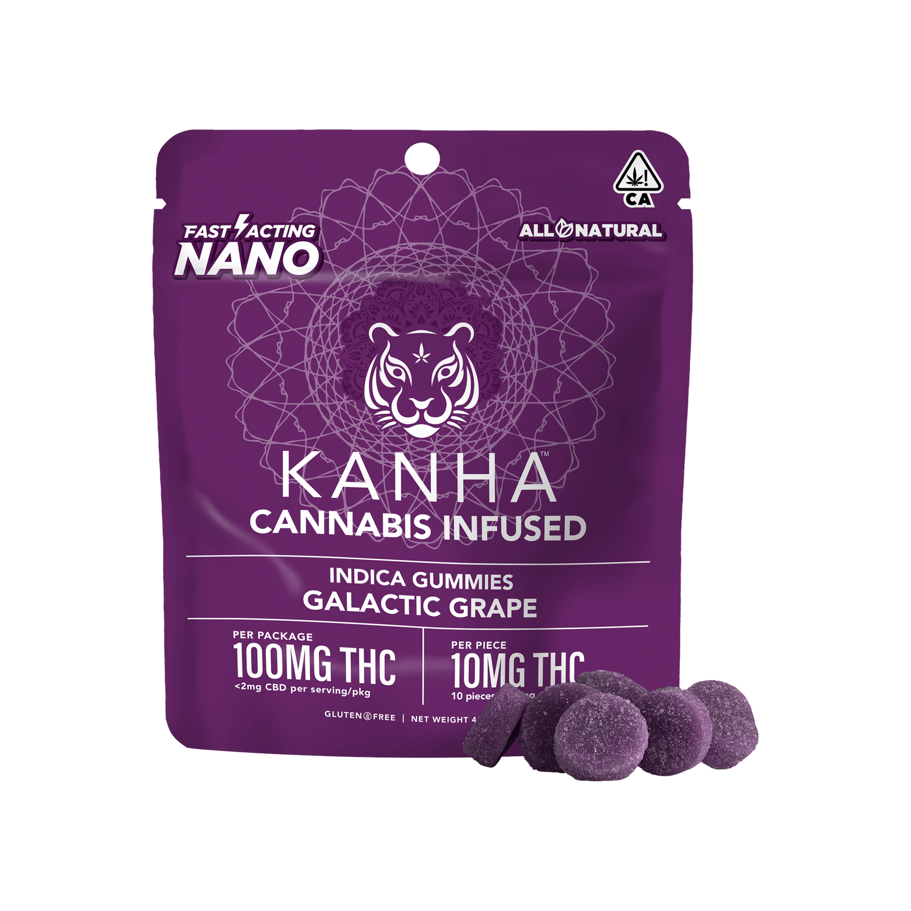 NANO Indica Galactic Grape Gummies - 100mg - Kanha Gummies -  - $18 - Edibles