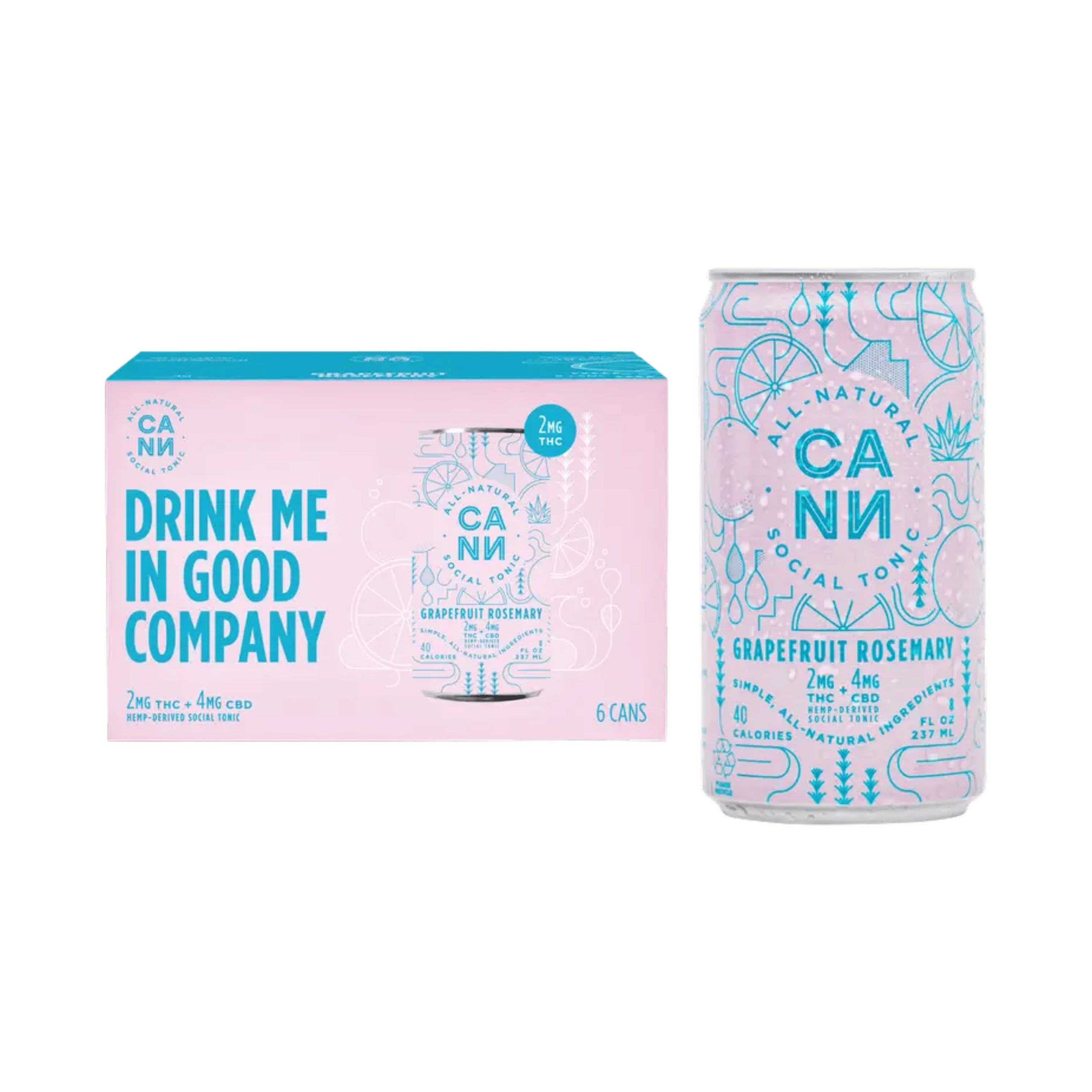 Grapefruit Rosemary (6pk) - 12mg THC/24mg CBD Total - CANN Drinks - null - $24 - Beverages/Drinks