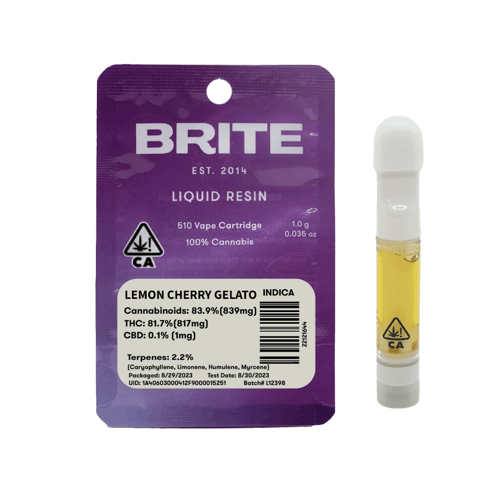 Lemon Cherry Gelato - Liquid Diamonds - Cart - Brite Labs - 1g (Single) - $24.99 - Vape Cartridges (Universal 510 Battery Required)