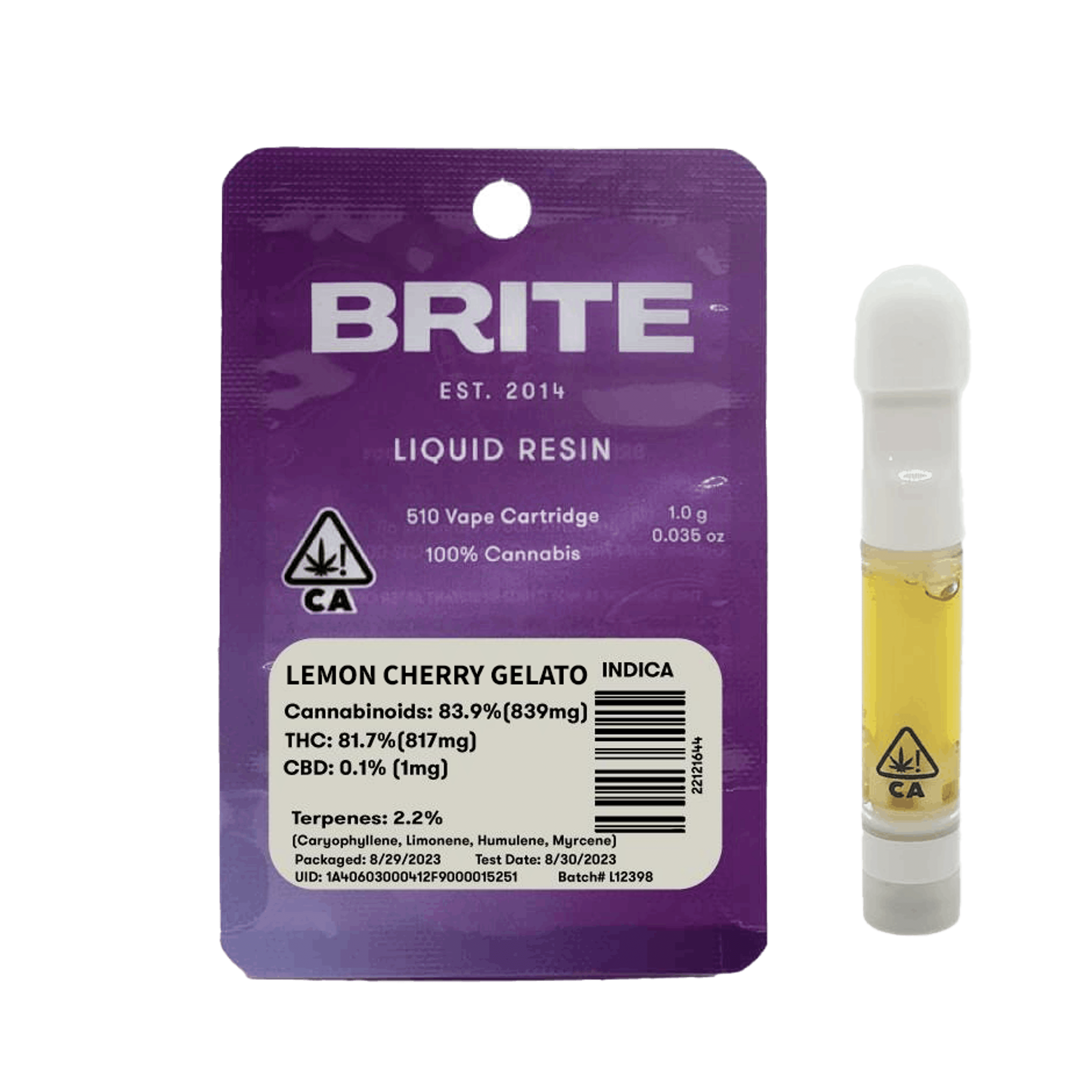 Lemon Cherry Gelato - Liquid Diamonds - Cart - Brite Labs - 1g (Single) - $24.99 - Vape Cartridges (Universal 510 Battery Required)