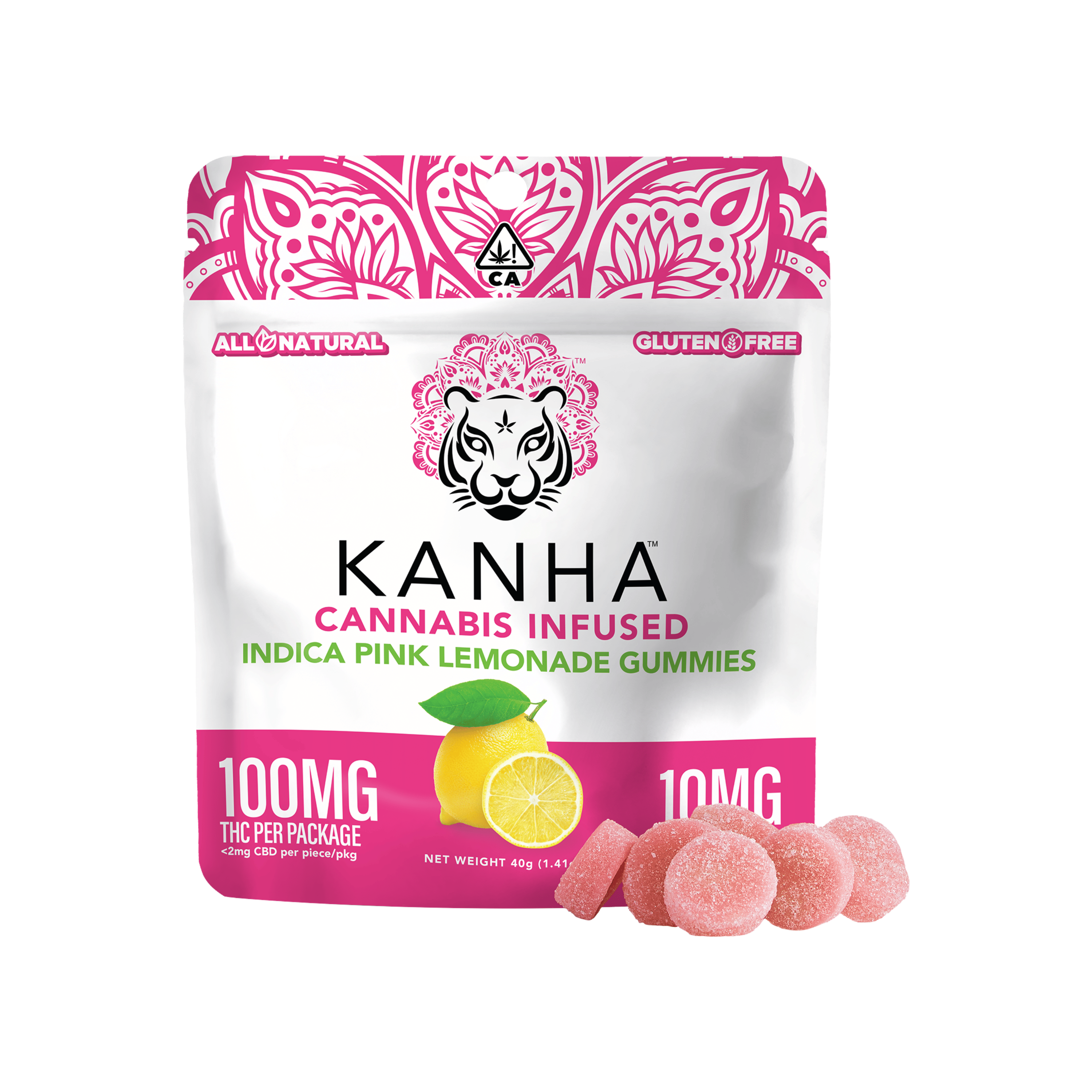 Indica Pink Lemonade Gummies - 100mg - Kanha Gummies - - $16 - Edibles