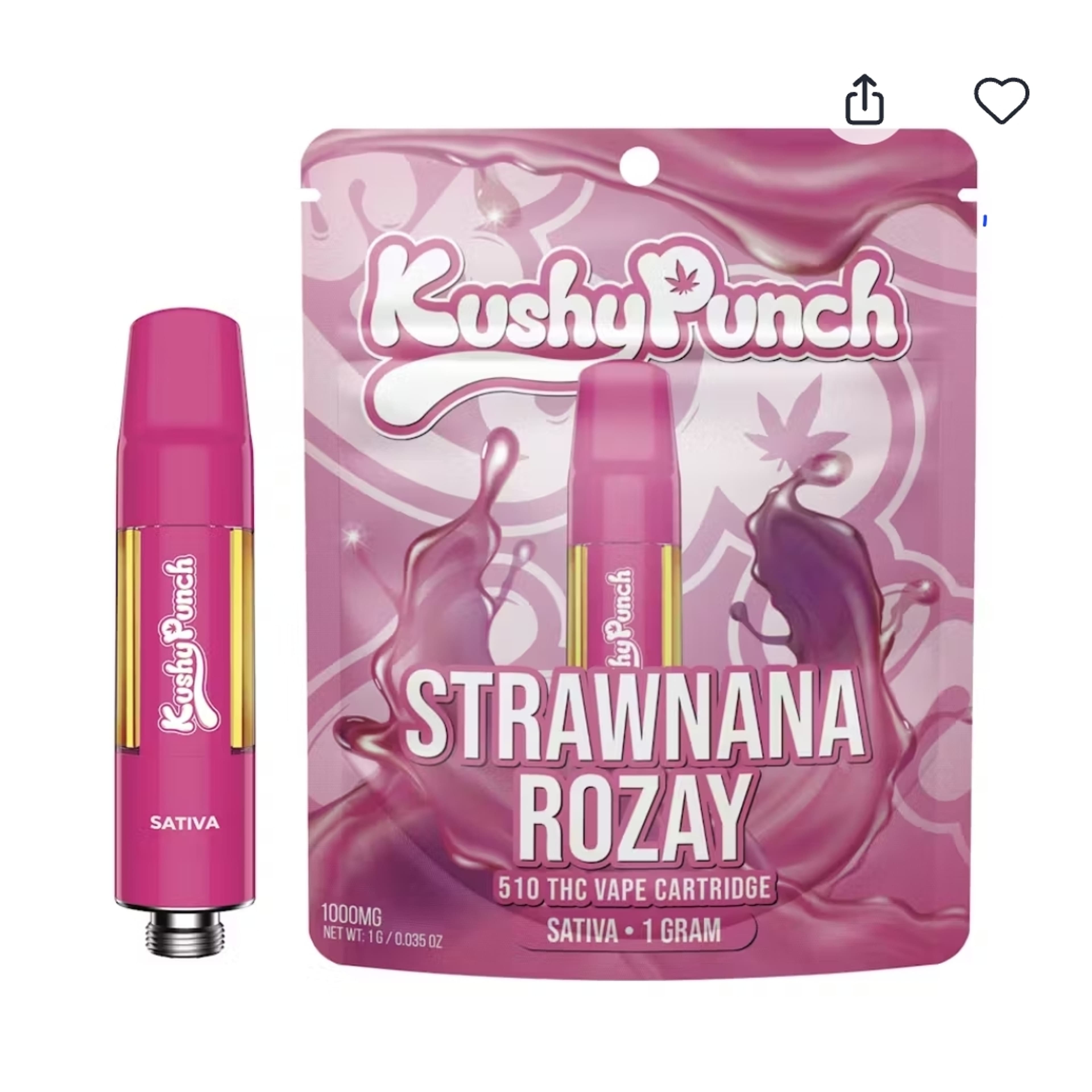 Kushy Punch Cartridge 1g Sativa Strawnana Rozay - Kushy punch - - $39.99 - Vape