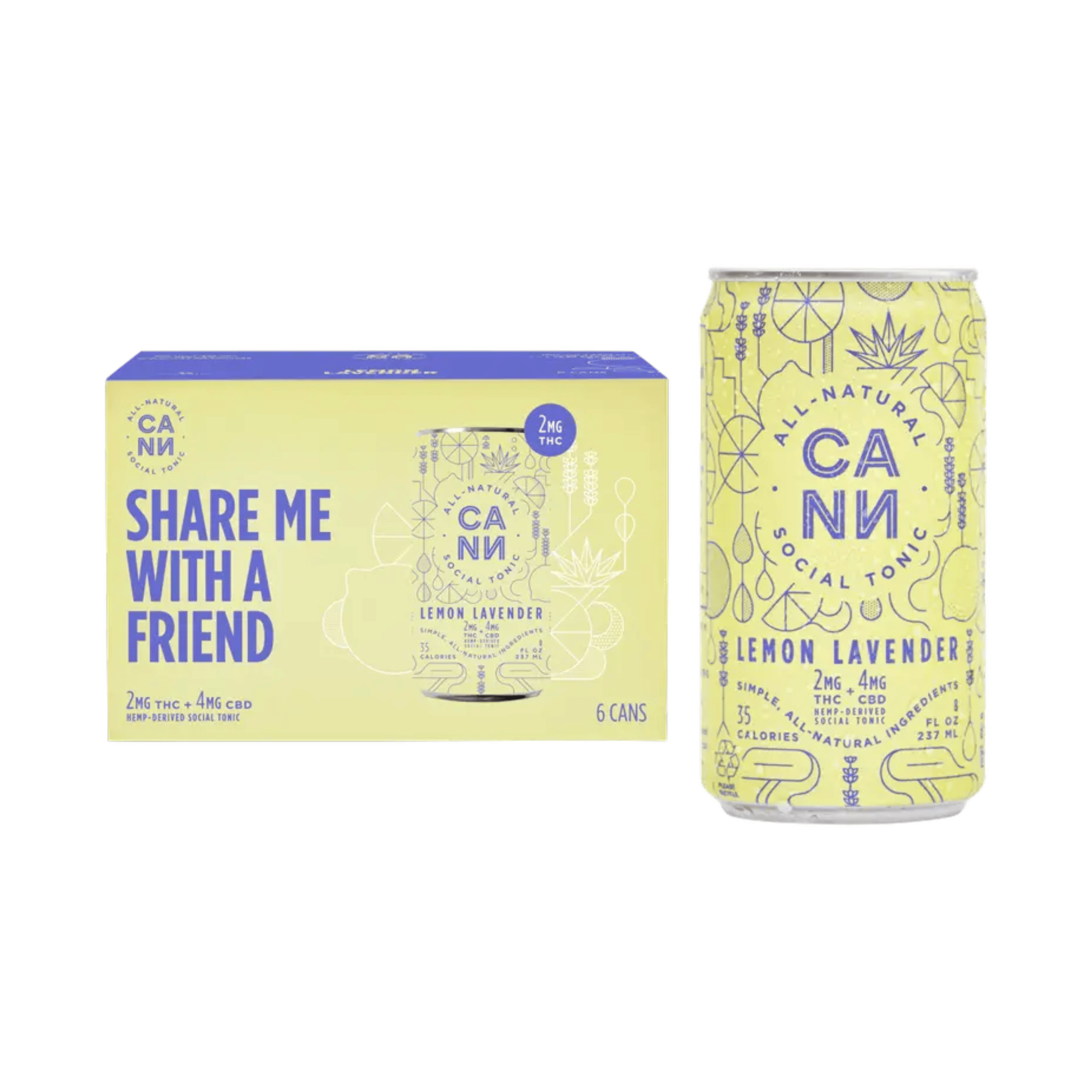 Lemon Lavender (6pk) - 12mg THC/24mg CBD Total - CANN Drinks - null - $24 - Beverages/Drinks