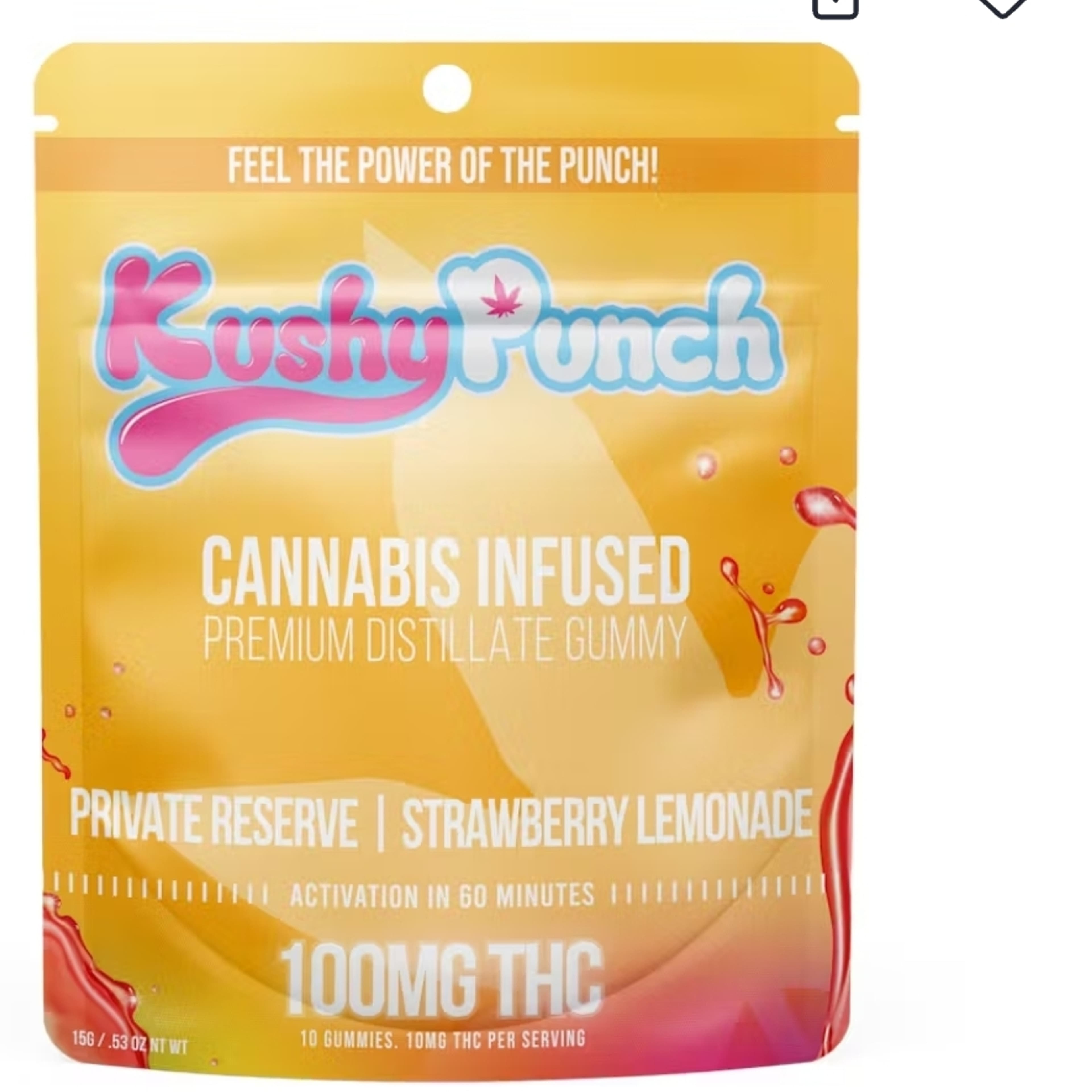 Private reserve Strawberry Lemonade Gummy 100 mg - Kushy punch - - $14.99 - Edibles