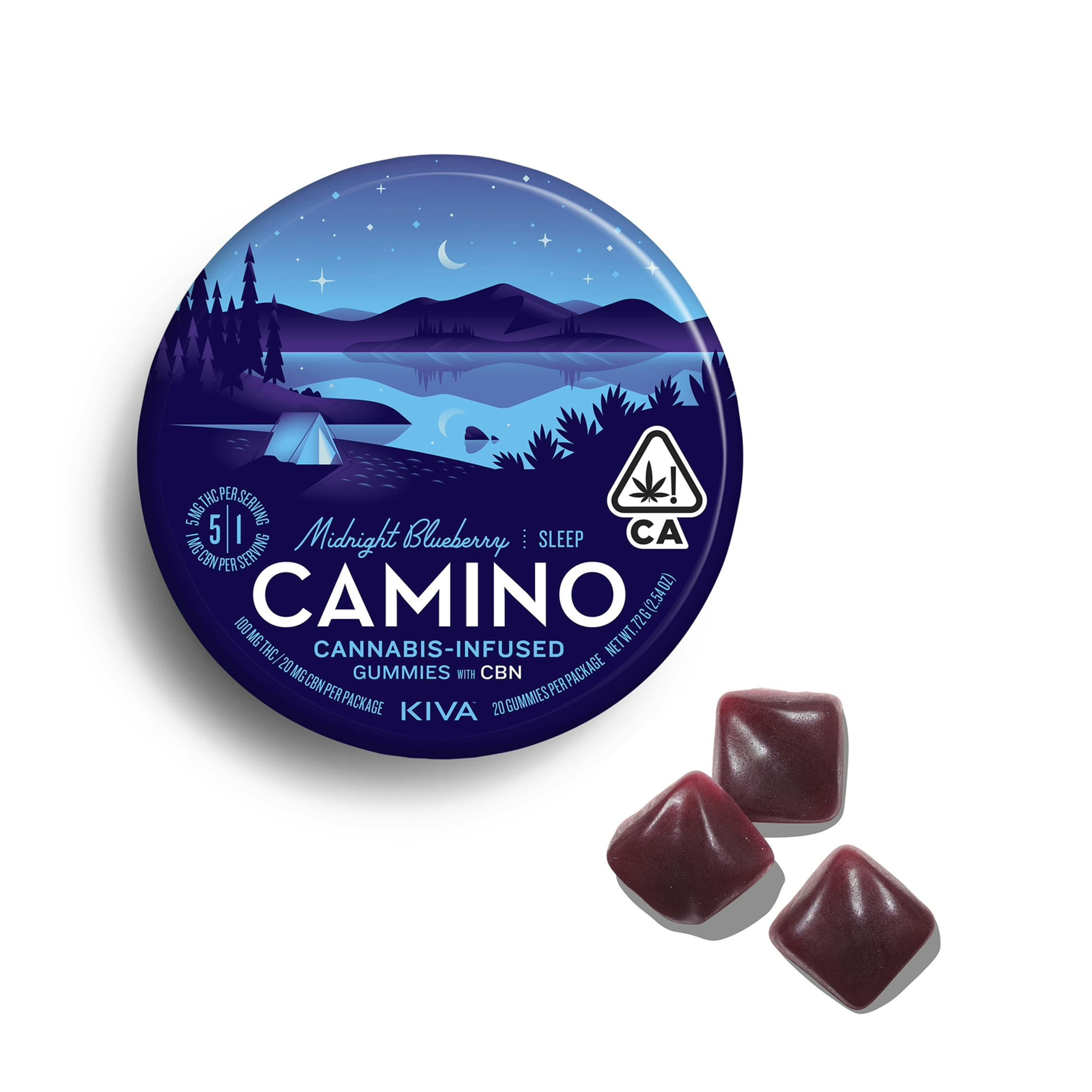 Midnight Blueberry CBN 5:1 100MG Gummies - Camino - - $13.53 - Edible