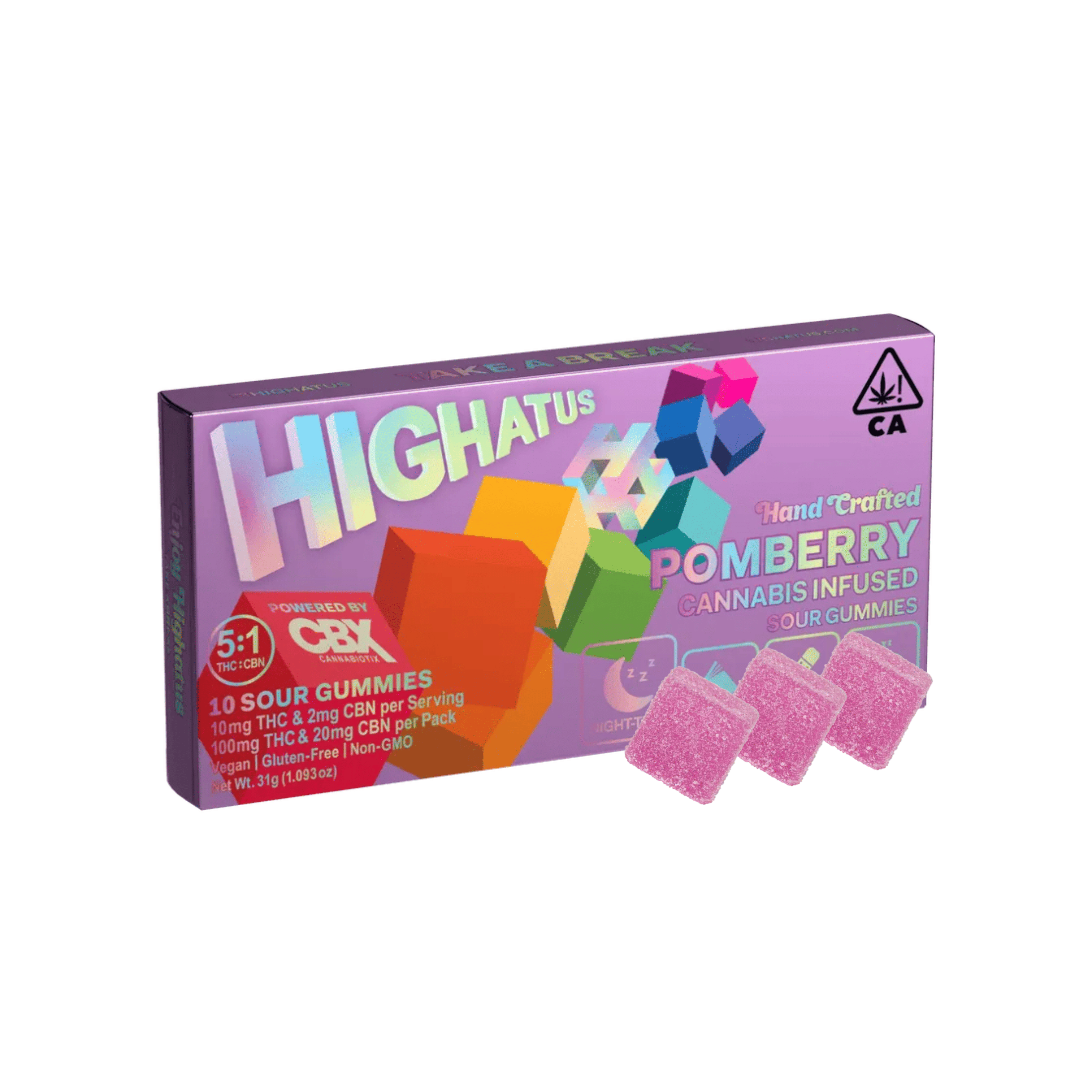 Pomberry 5:1 THC:CBN | Sour Gummies - 120mg - Highatus (By CBX) -  - $13.50 - Edibles