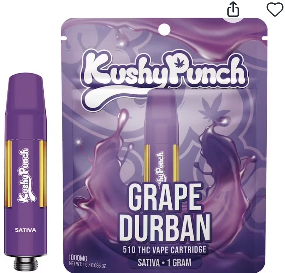 Kushy Punch Cartridge 1g Sativa Grape Durban - Kushy punch -  - $39.99 - Vape