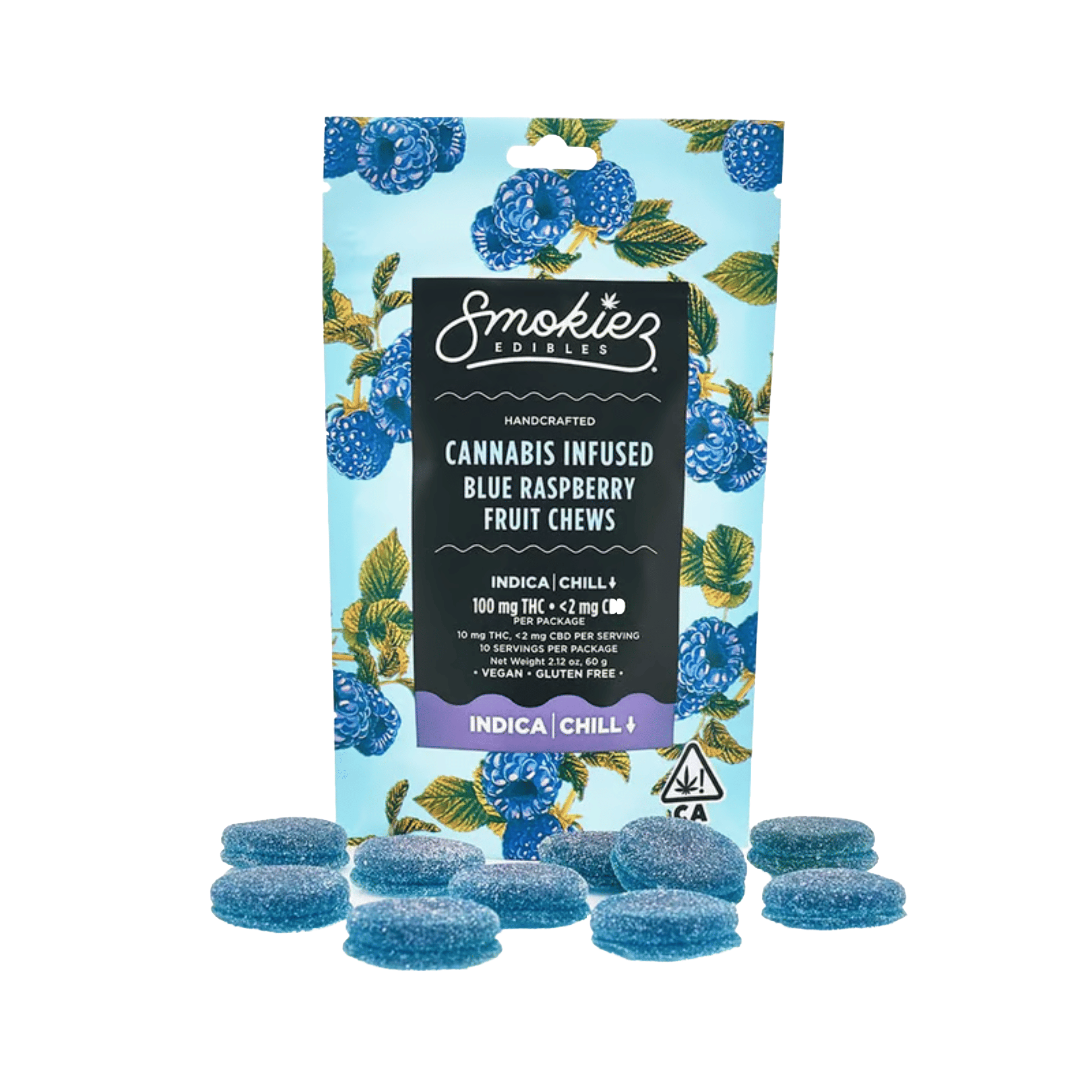 Chill | Sour Blue Raspberry Fruit Chews - 100mg - Smokiez Edibles - - $17 - Edibles